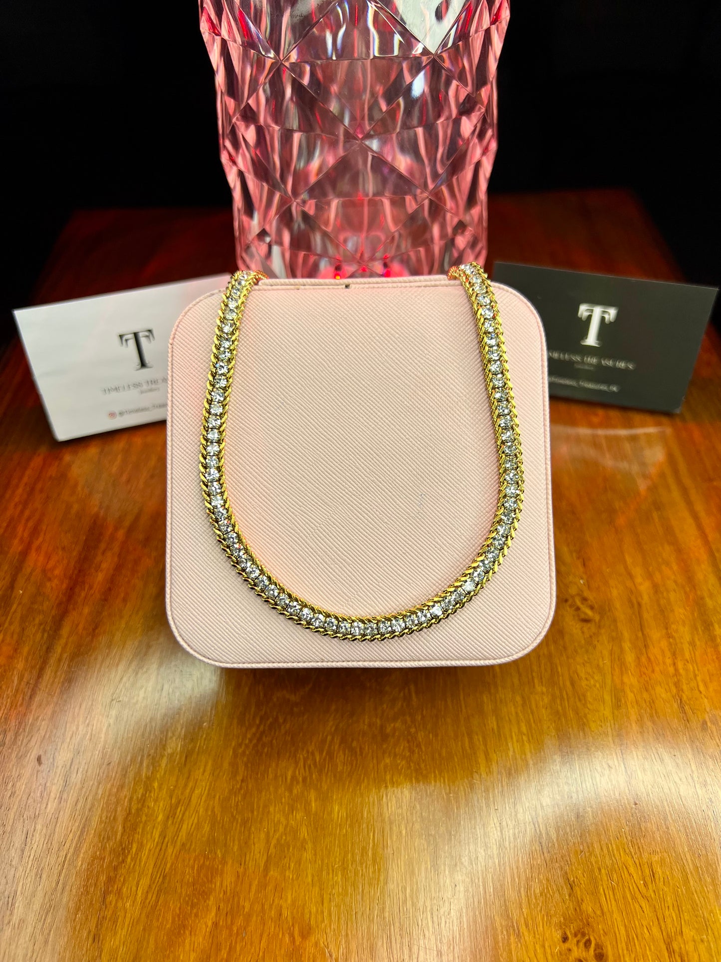 Premium Quality Stainless Steel 18k Luxury Stone Studded Necklace