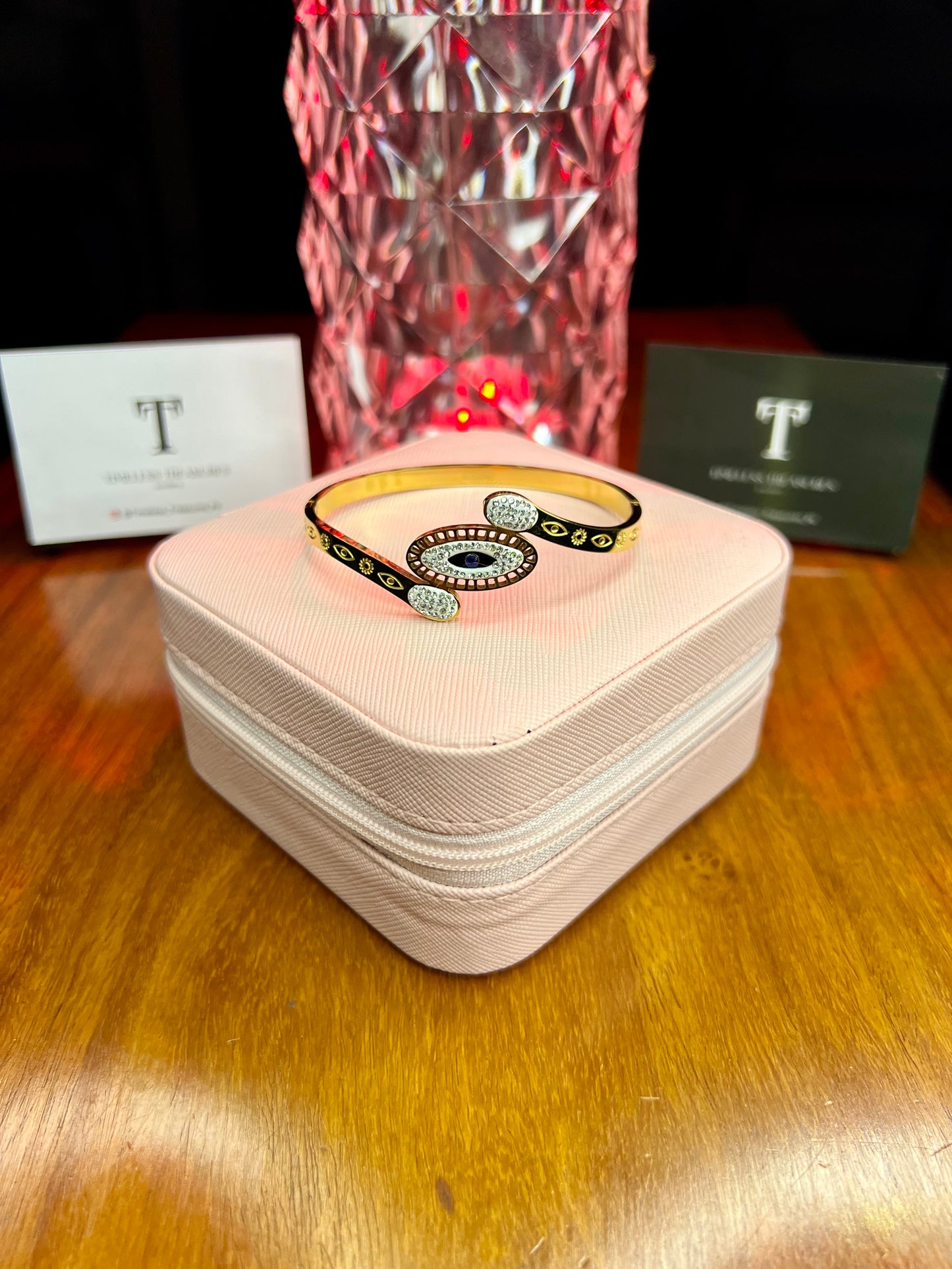 Premium Quality Stainless Steel 18k Divine Eye Curvy Handcuff