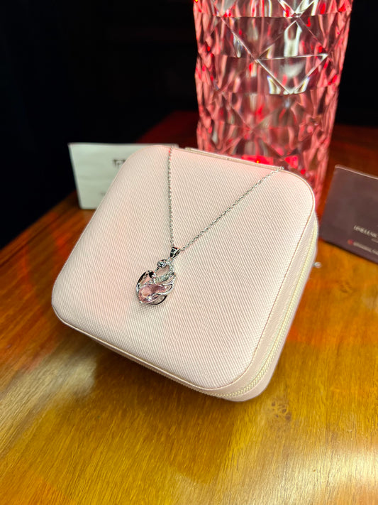 Premium Quality Pink Duck Silver Chain Necklace
