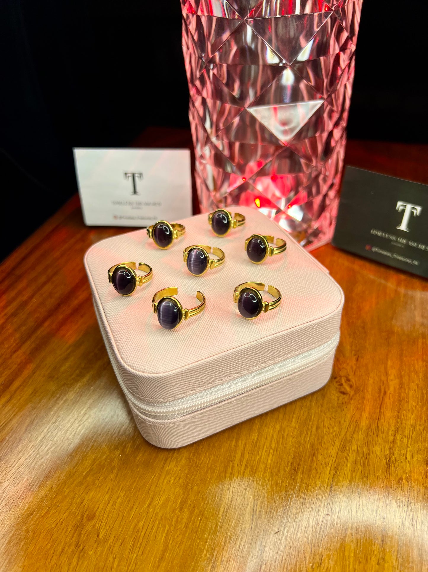 Premium Quality Stainless Steel 18k Purple Stone Ring