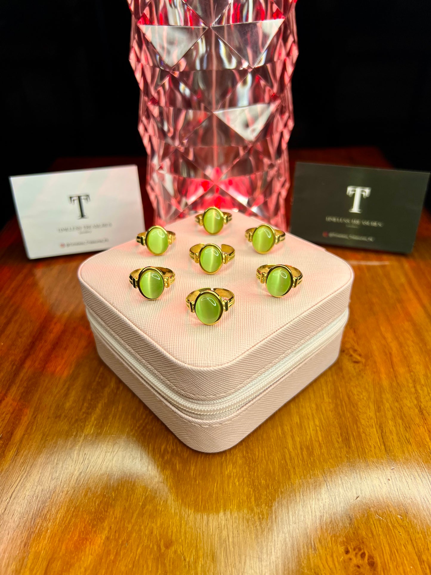 Premium Quality Stainless Steel 18k Green Stone Ring