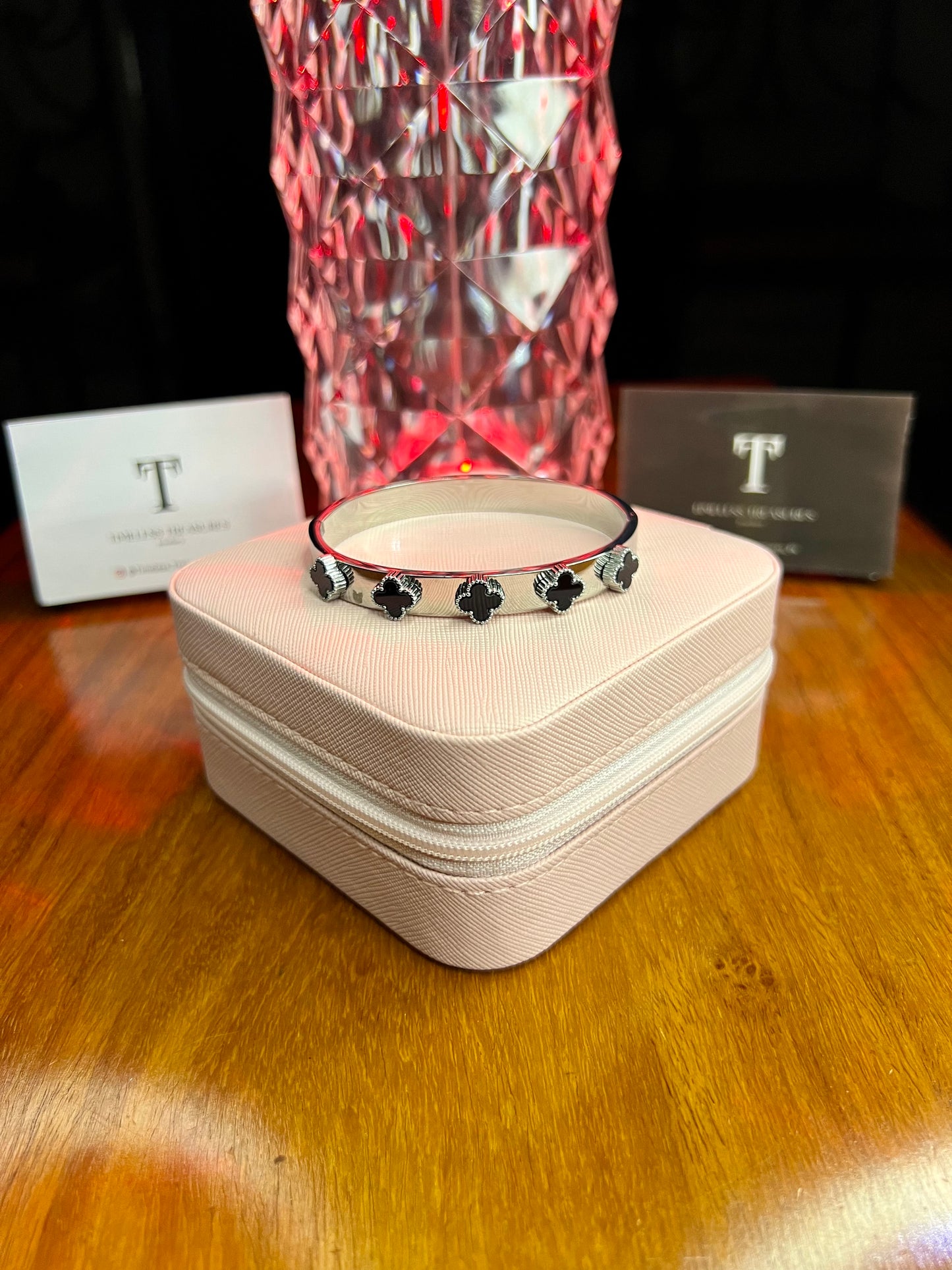 Premium Quality Stainless Steel 18k Multi Clove Silver Black Handcuff