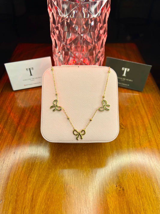Premium Quality Stainless Steel 18k 3 Motifs Coquette Necklace