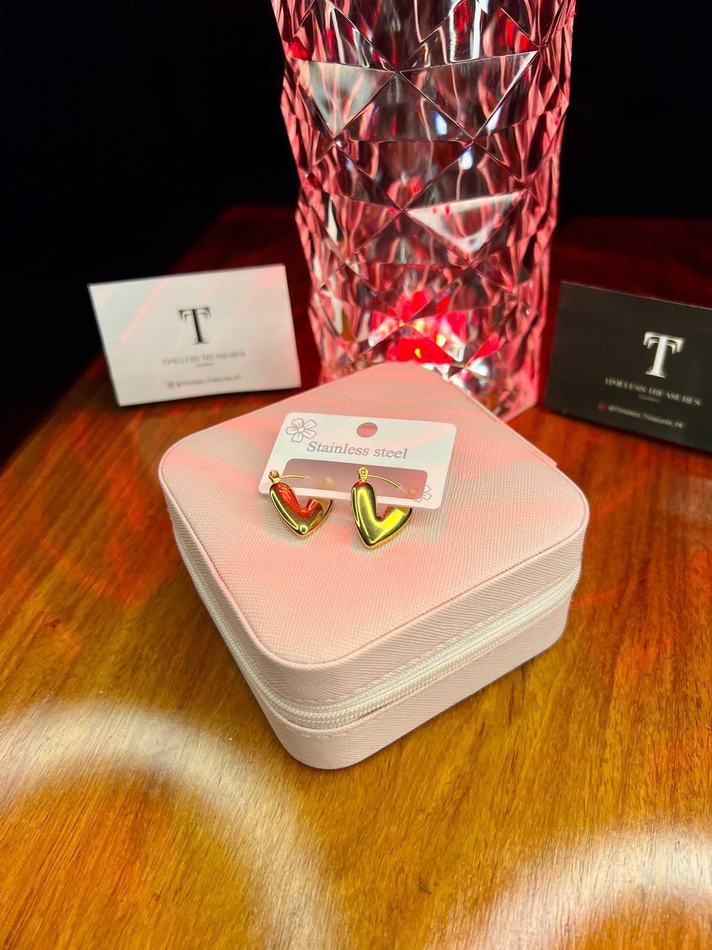 Premium Quality Stainless Steel 18k Lux Heart Earrings