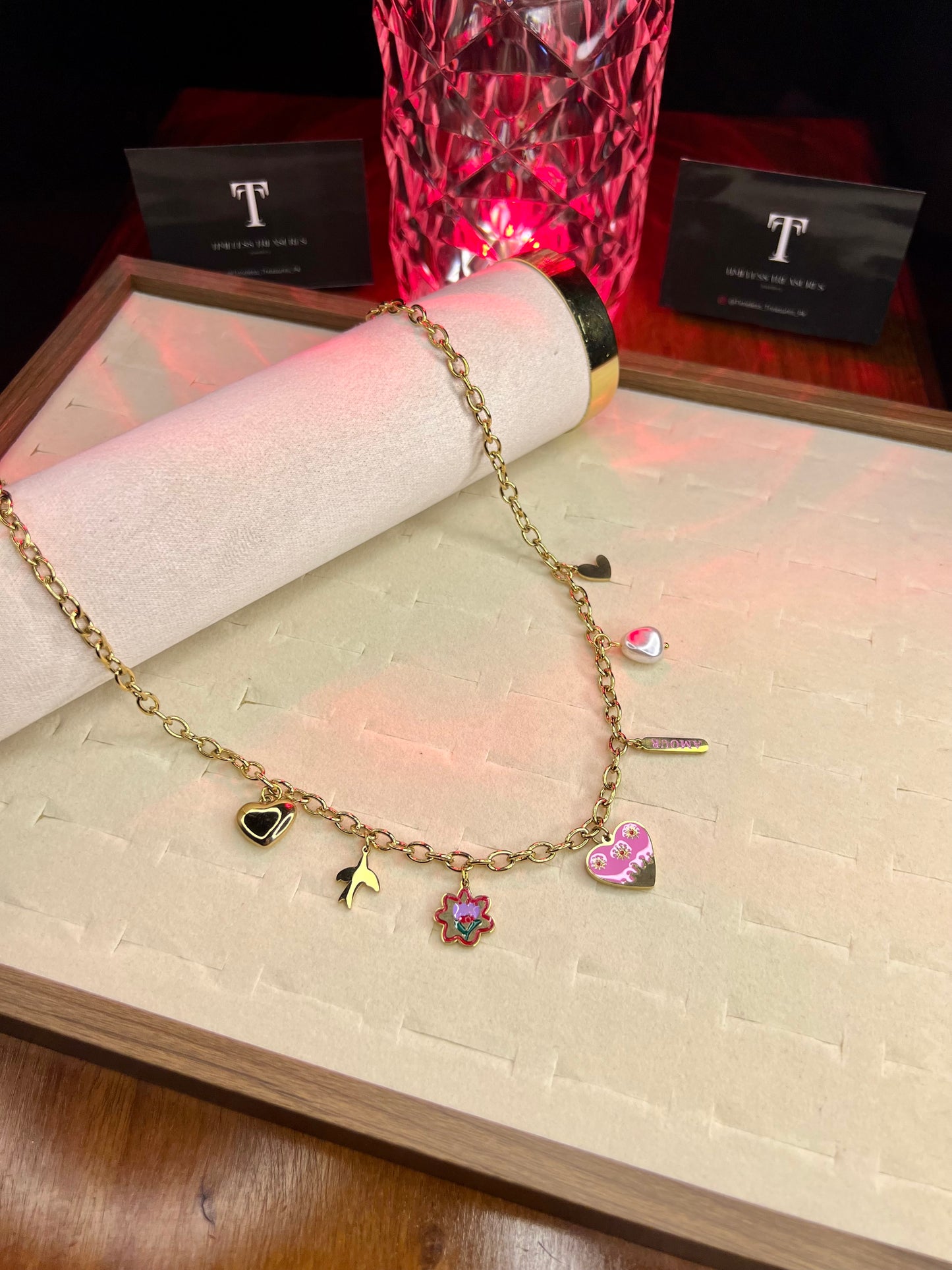 Premium Quality Stainless Steel 18k Amour Charm Necklace