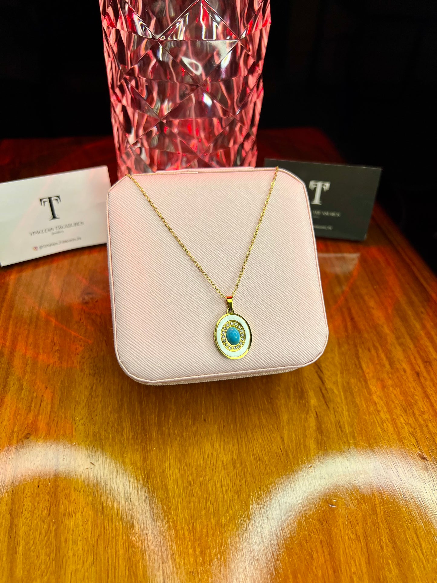 Premium Quality Stainless Steel 18k Turquoise Radiance Necklace