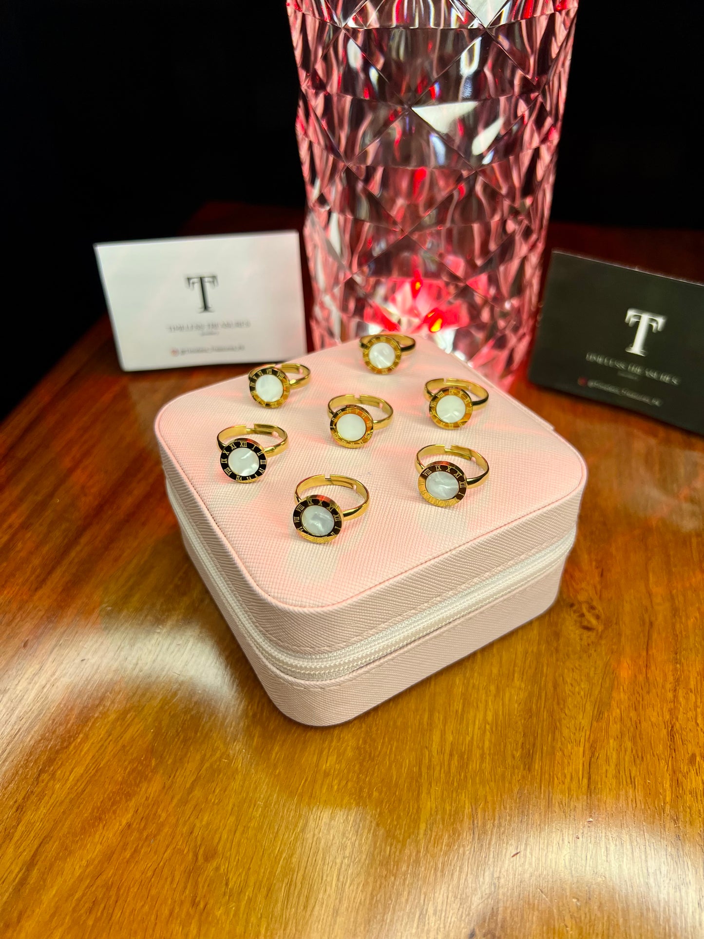 Premium Quality Stainless Steel 18k Roman White Tag Ring