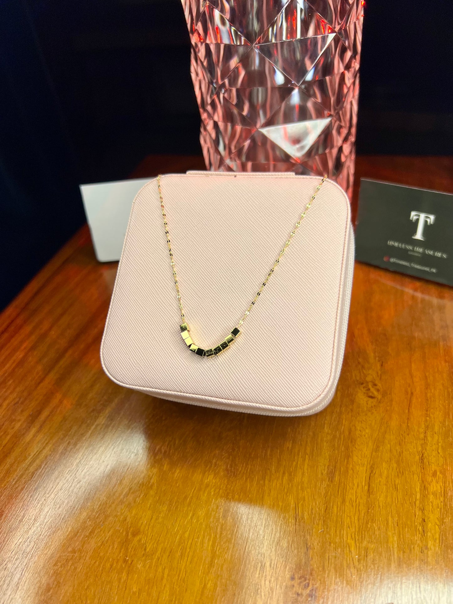 Premium Quality Stainless Steel 18k Gold Block Necklace
