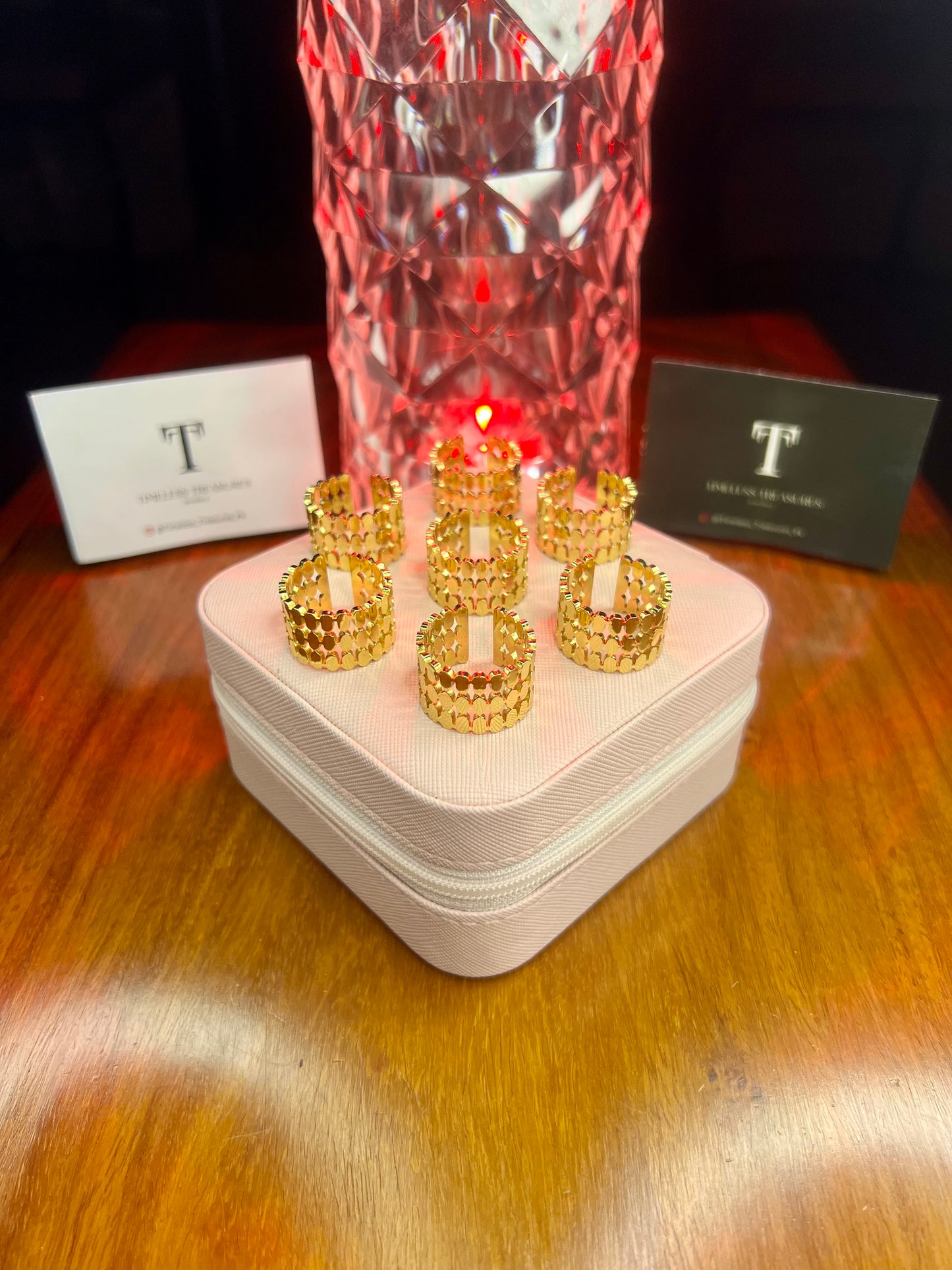 Premium Quality Stainless Steel 18k Triple Layer Textured Gold Ring