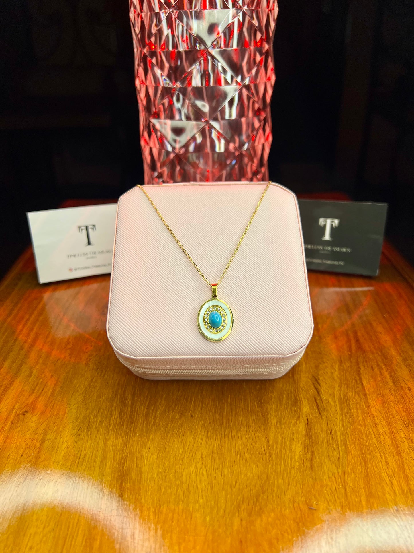 Premium Quality Stainless Steel 18k Turquoise Radiance Necklace