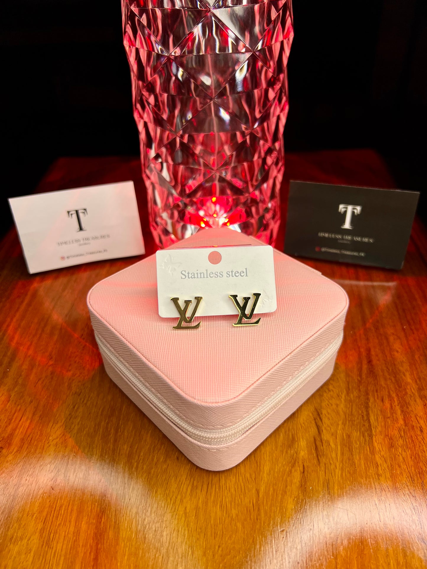 Premium Quality Stainless Steel 18k Lv Gold Earrings