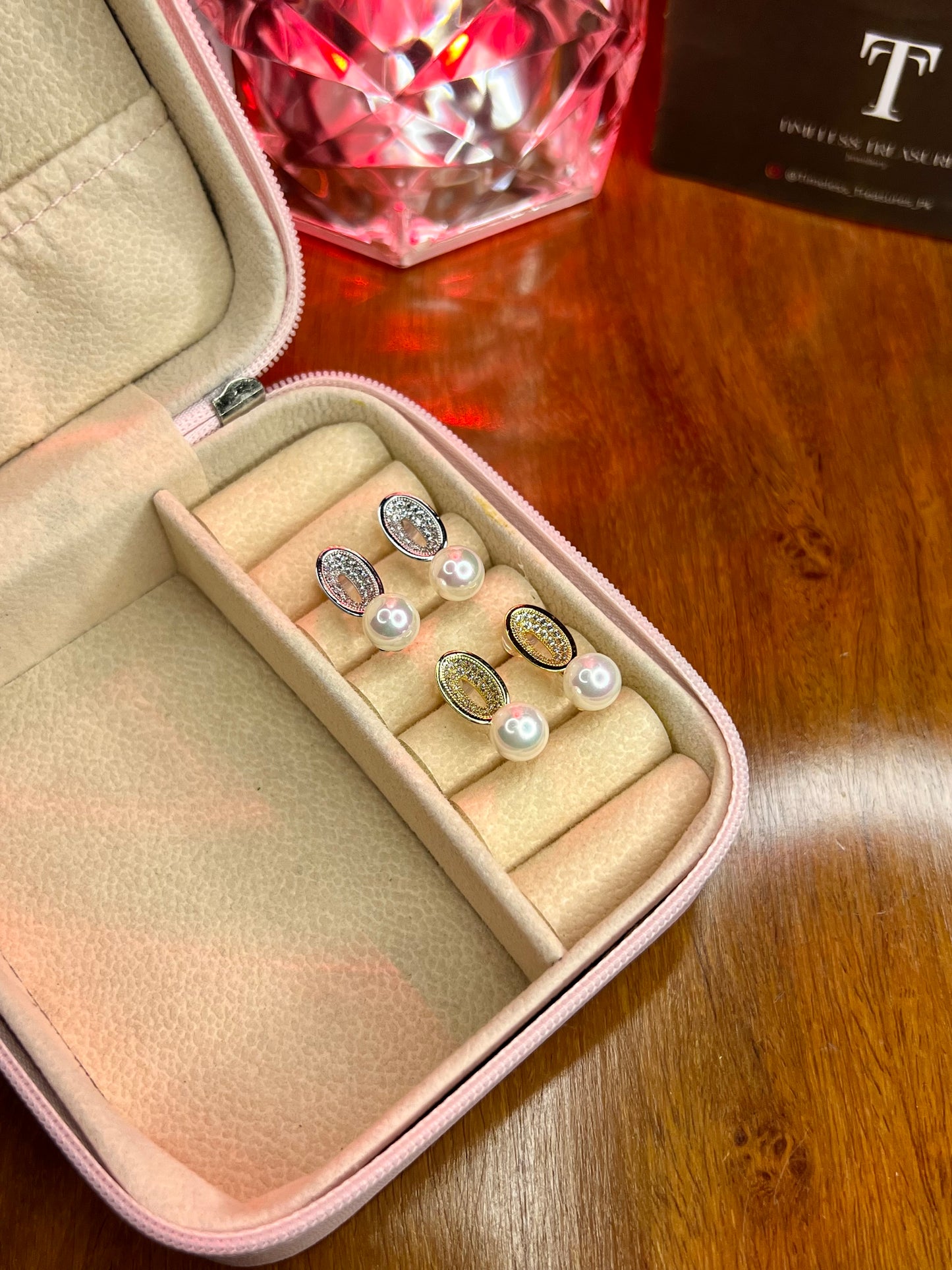 Premium Quality Stainless Steel 18k Pearl Drop Stone EarStuds