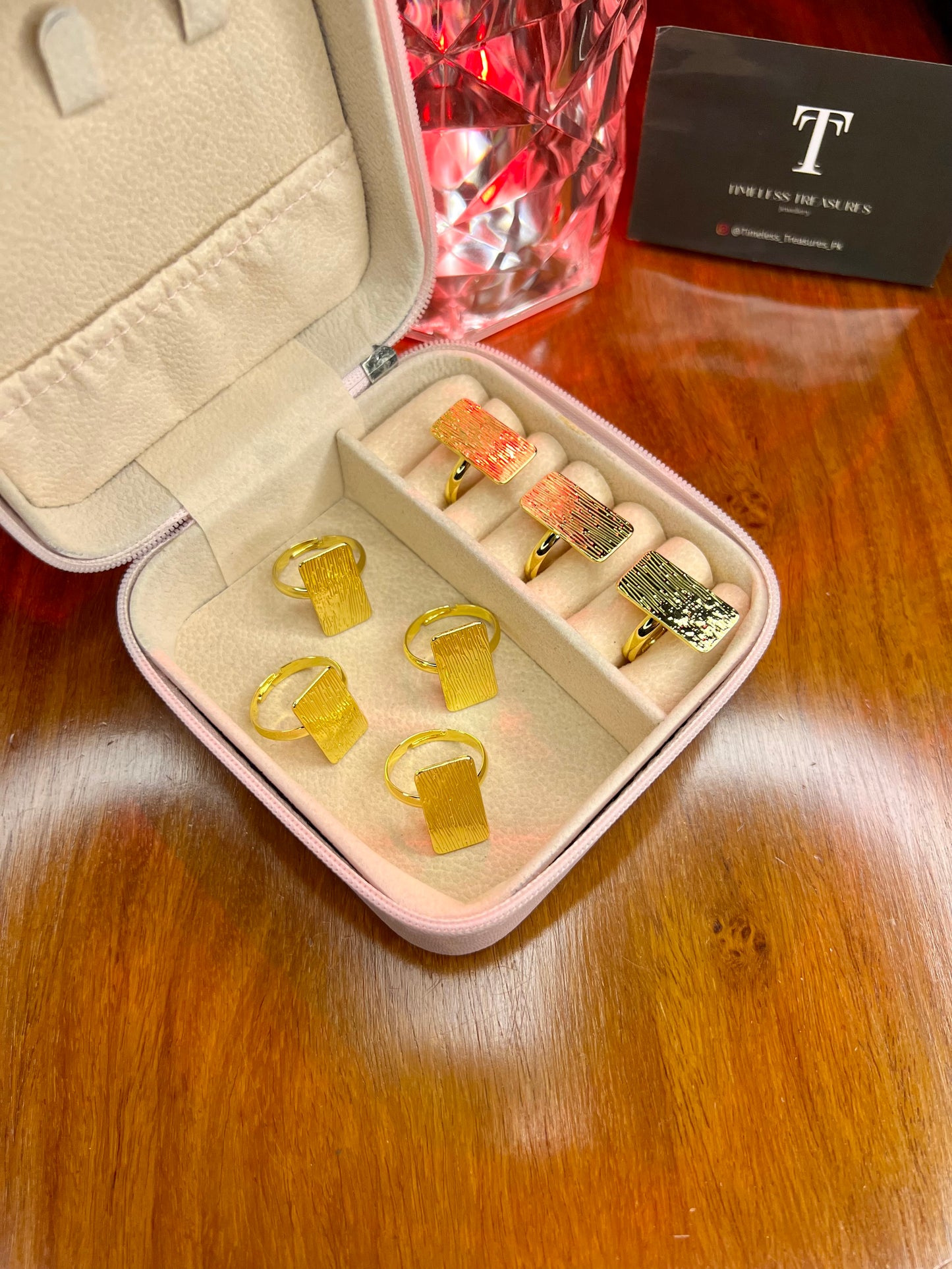 Premium Quality Stainless Steel 18k Textured Tag Ring