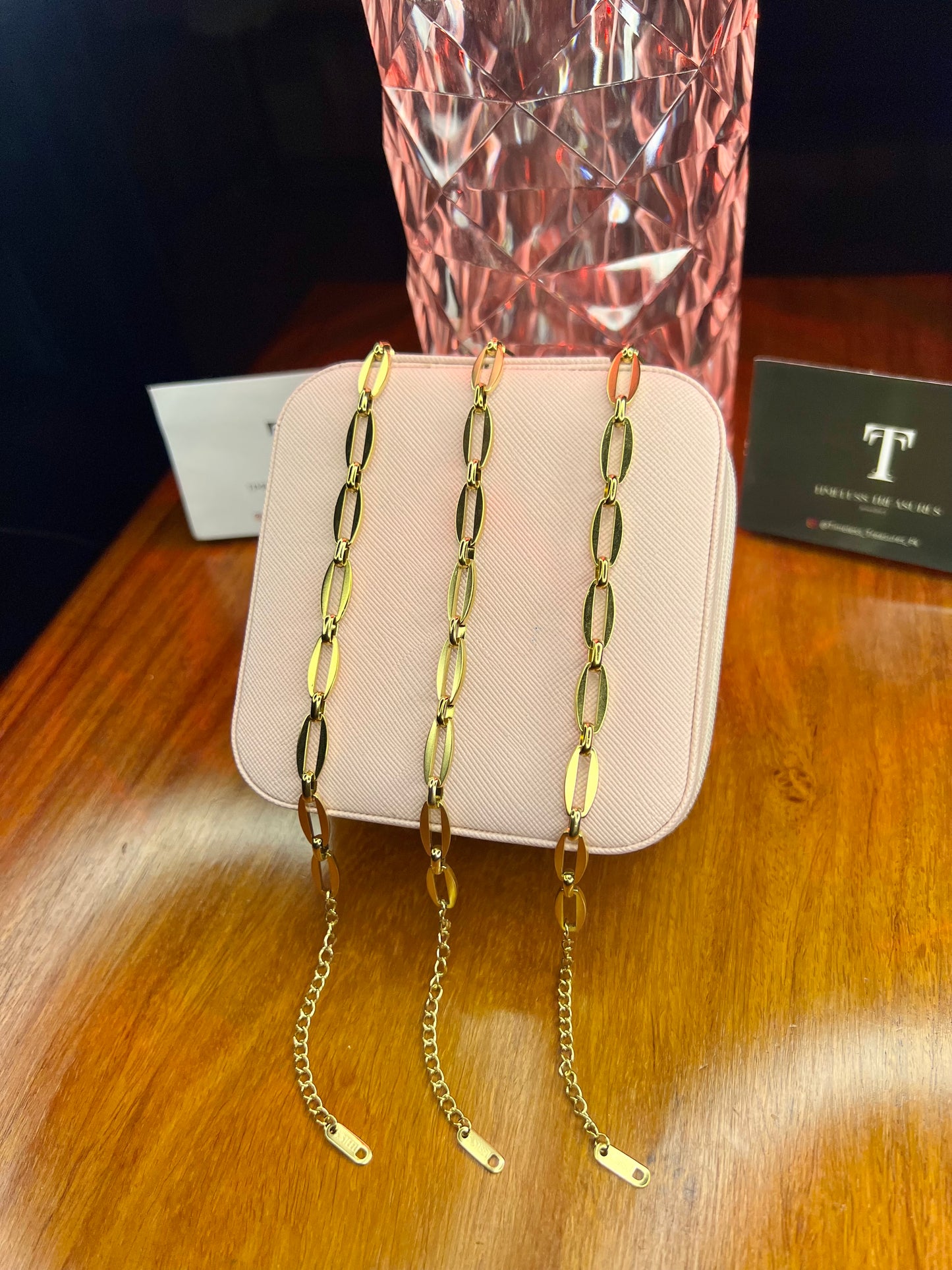 Premium Quality Stainless Steel 18k Link Chain Plain Bracelet