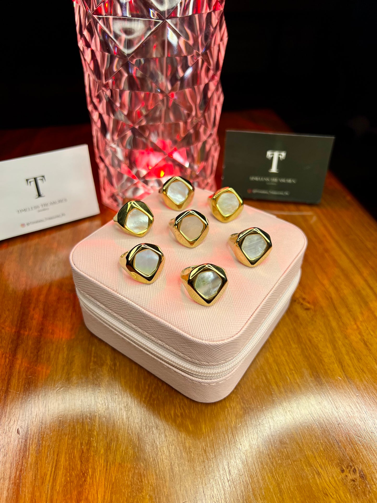 Premium Quality Stainless Steel 18k White Enamel Gold Ring