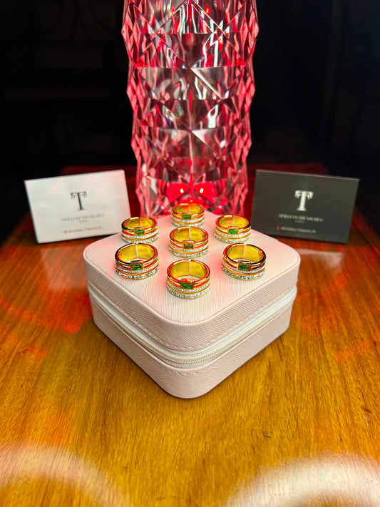 Premium Quality Stainless Steel 18k Green Luxury Zircon Ring