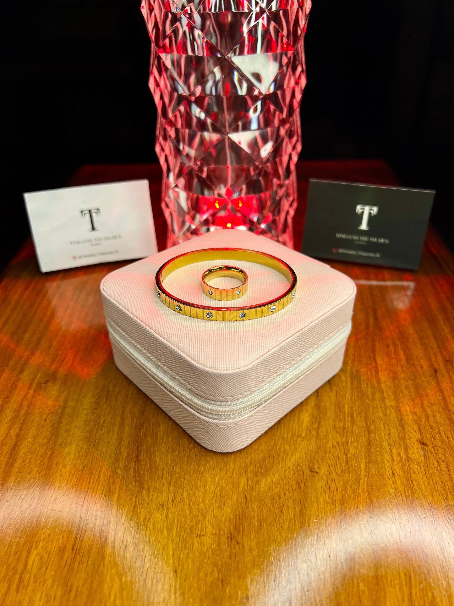 Premium Quality Stainless Steel 18k Empress Bangle and Ring Set