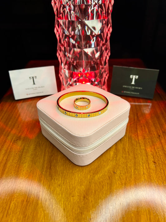 Premium Quality Stainless Steel 18k Empress Bangle and Ring Set