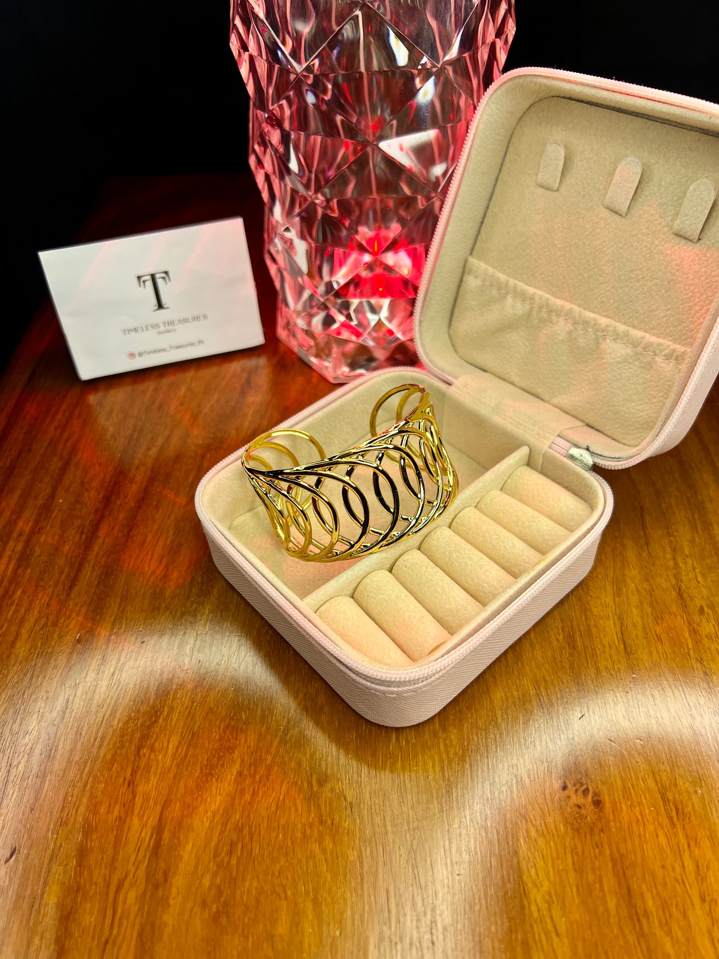 Premium Quality Stainless Steel 18k Linked Open Cuff