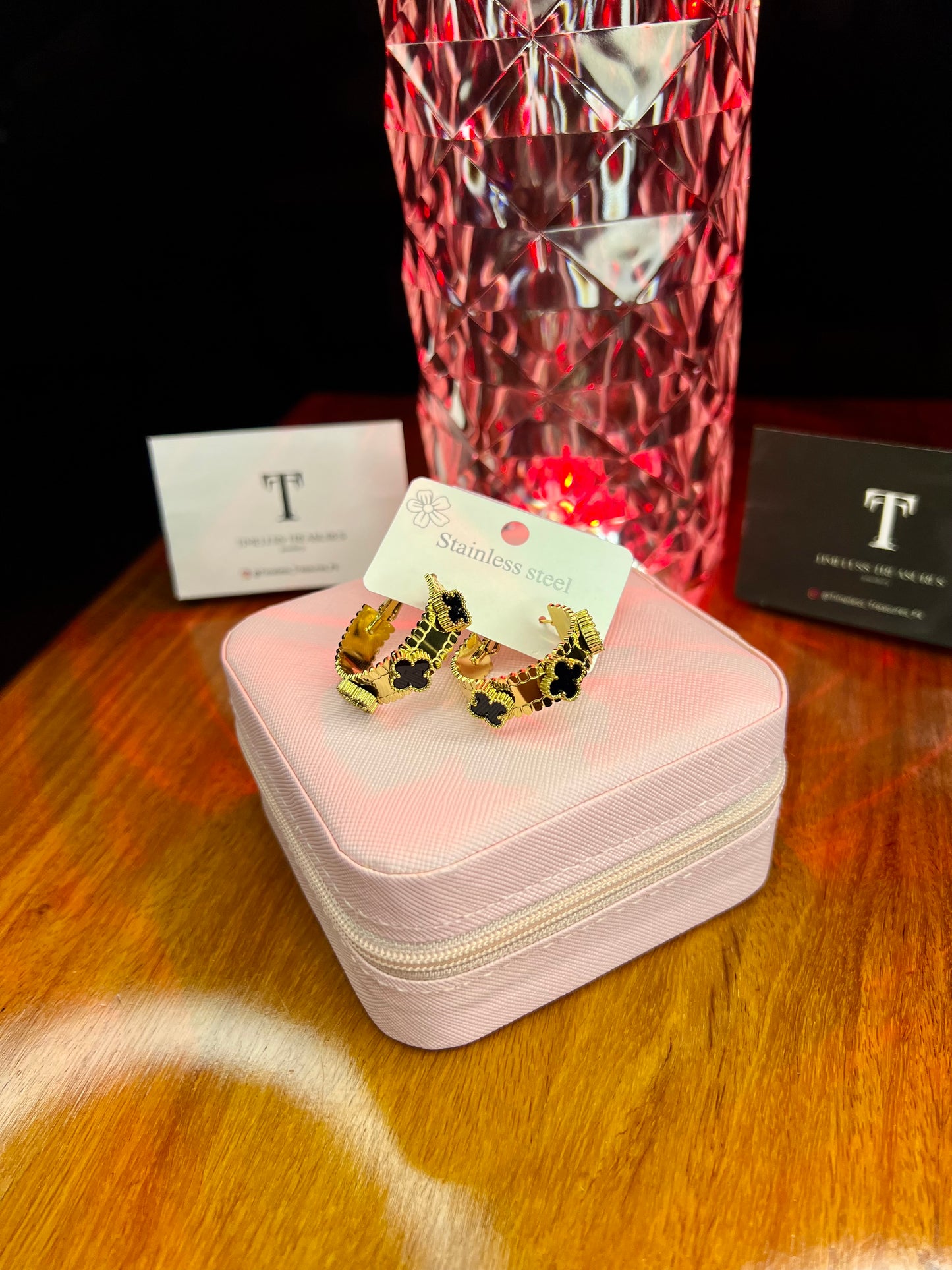 Premium Quality Stainless Steel 18k Black Clover Luxury Earrings