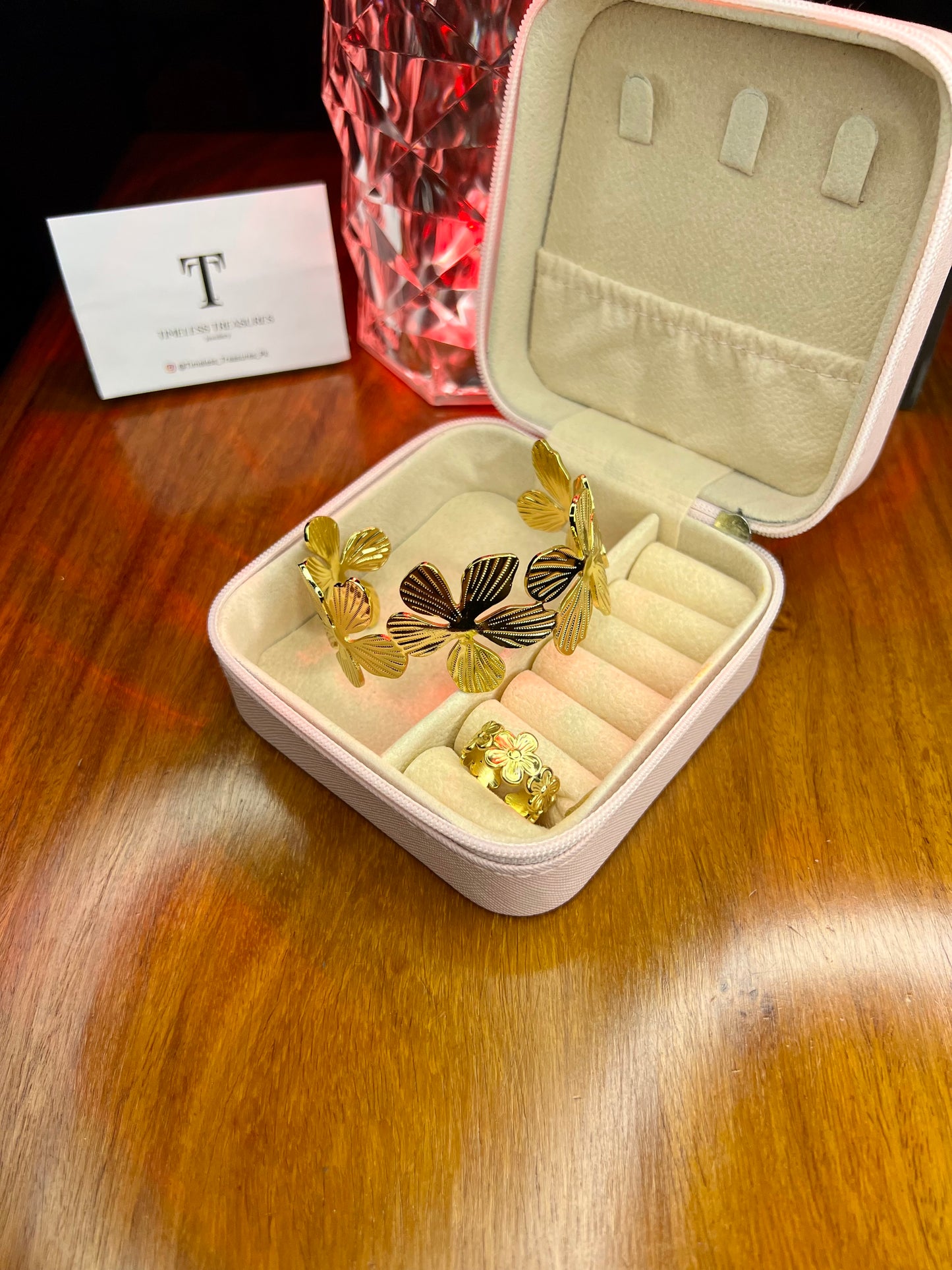 Premium Quality Stainless Steel 18k Open Cuff with Matching Ring