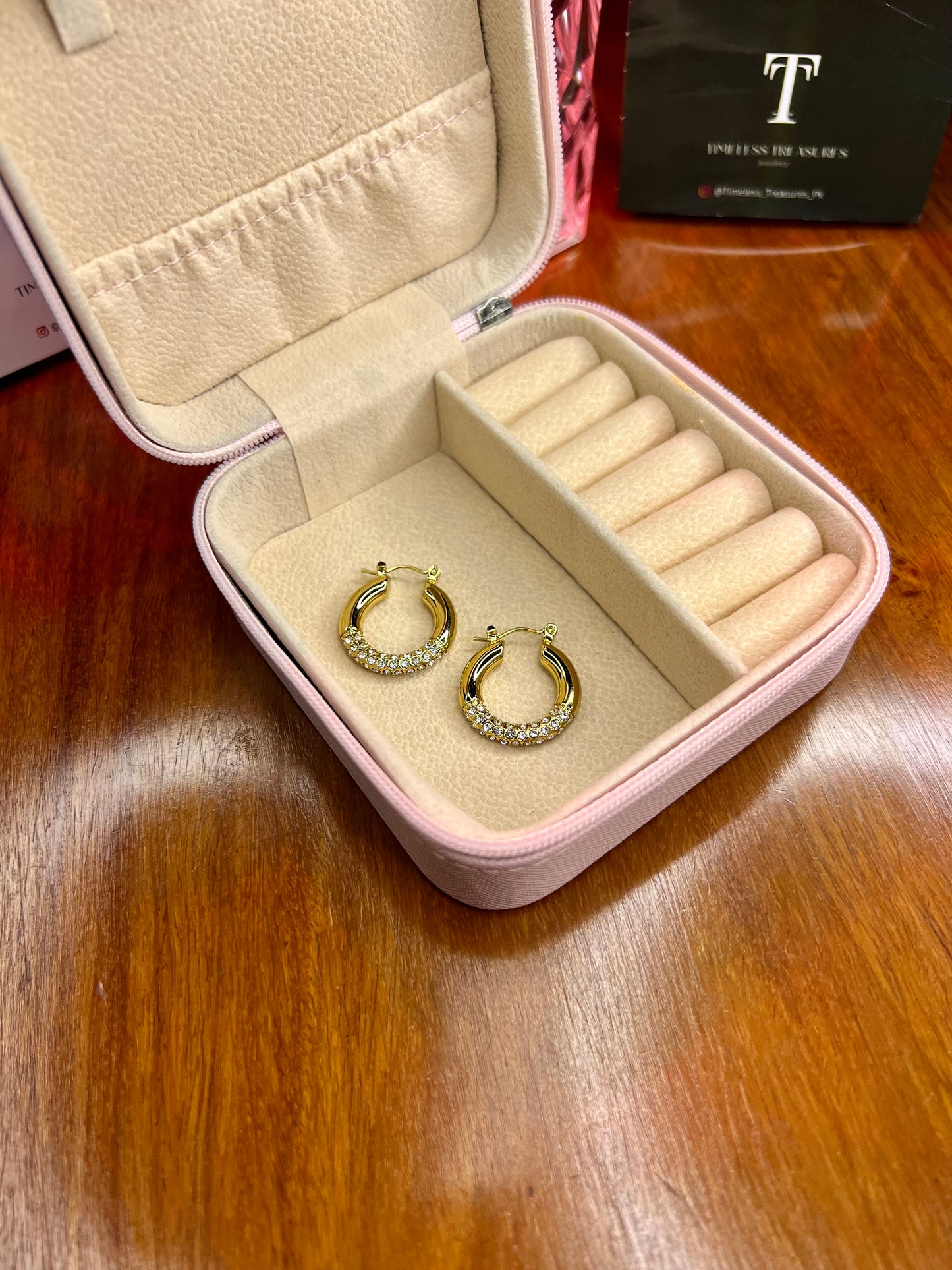 Premium Quality Stainless Steel 18k Zircon Gold Hoops