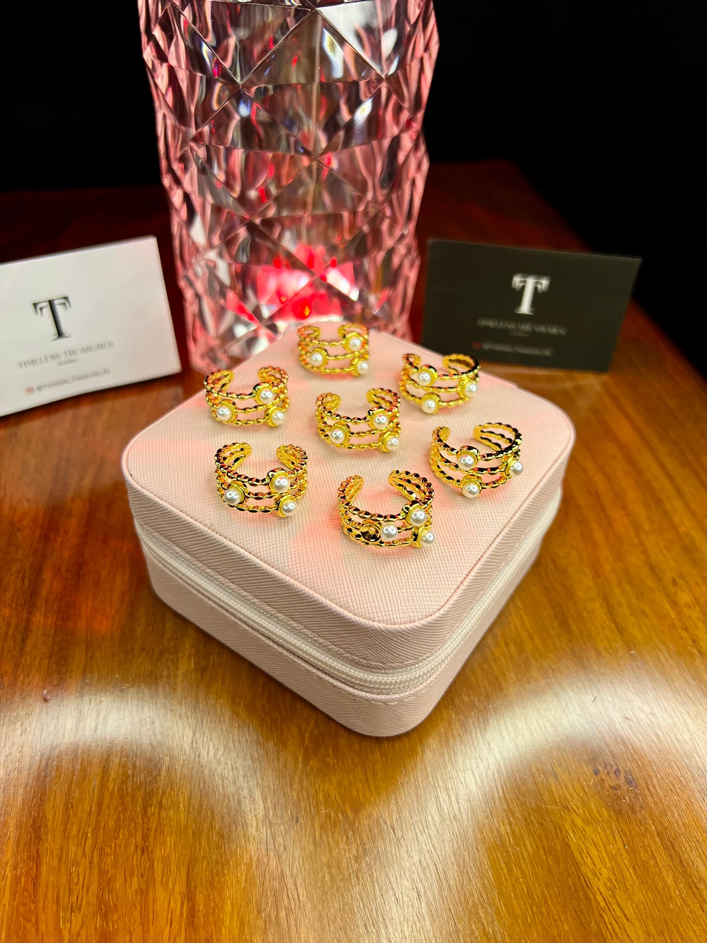 Premium Quality Stainless Steel 18k Pearl Gold Layered Ring