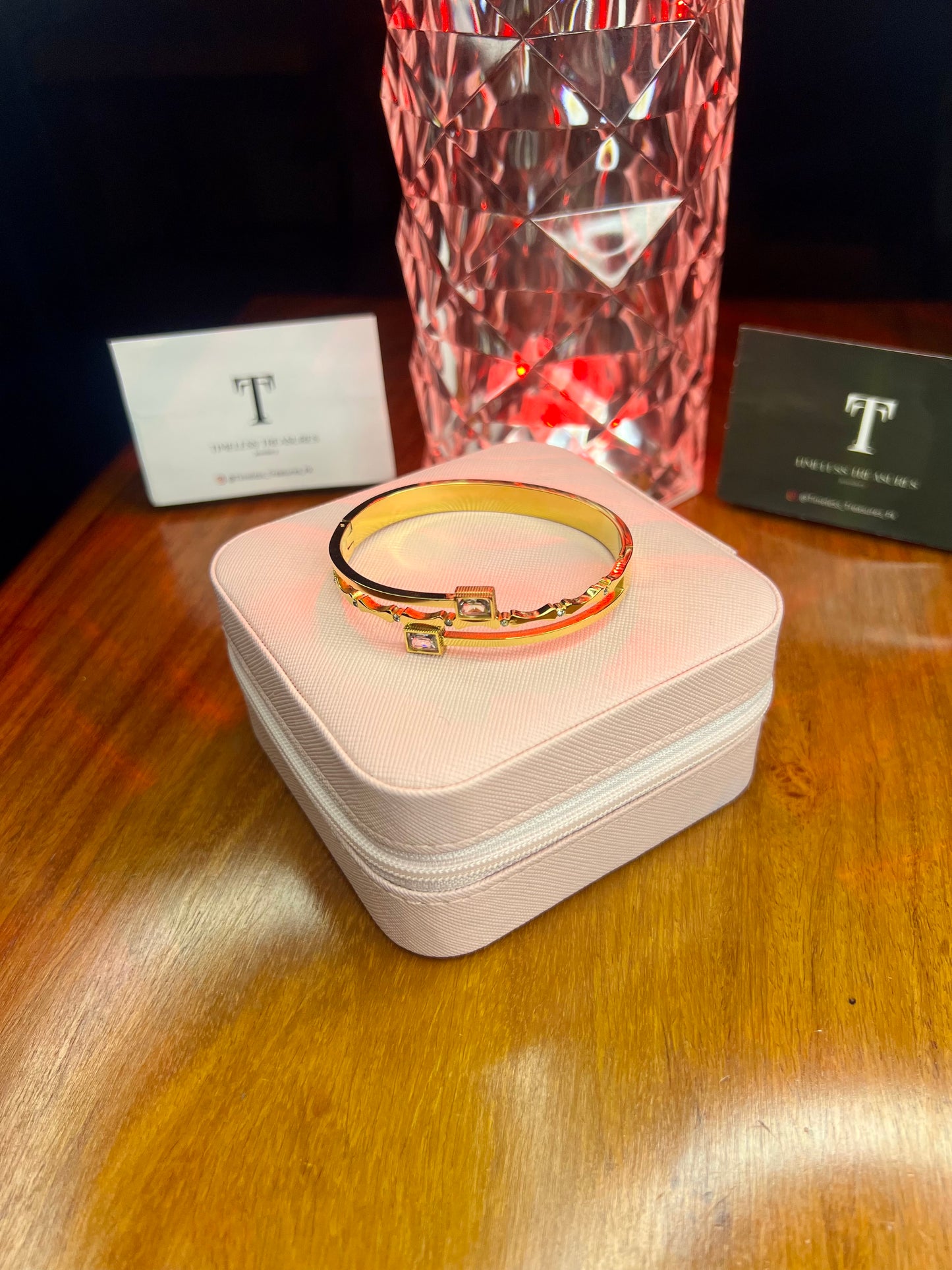 Premium Quality Stainless Steel 18k Double Stone Layered Handcuff