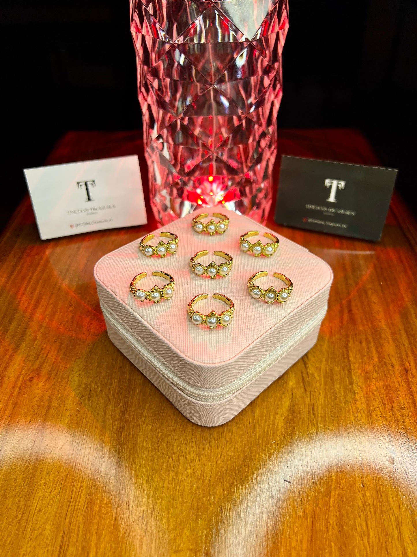 Premium Quality Stainless Steel 18k Pearl Gold Crown Ring