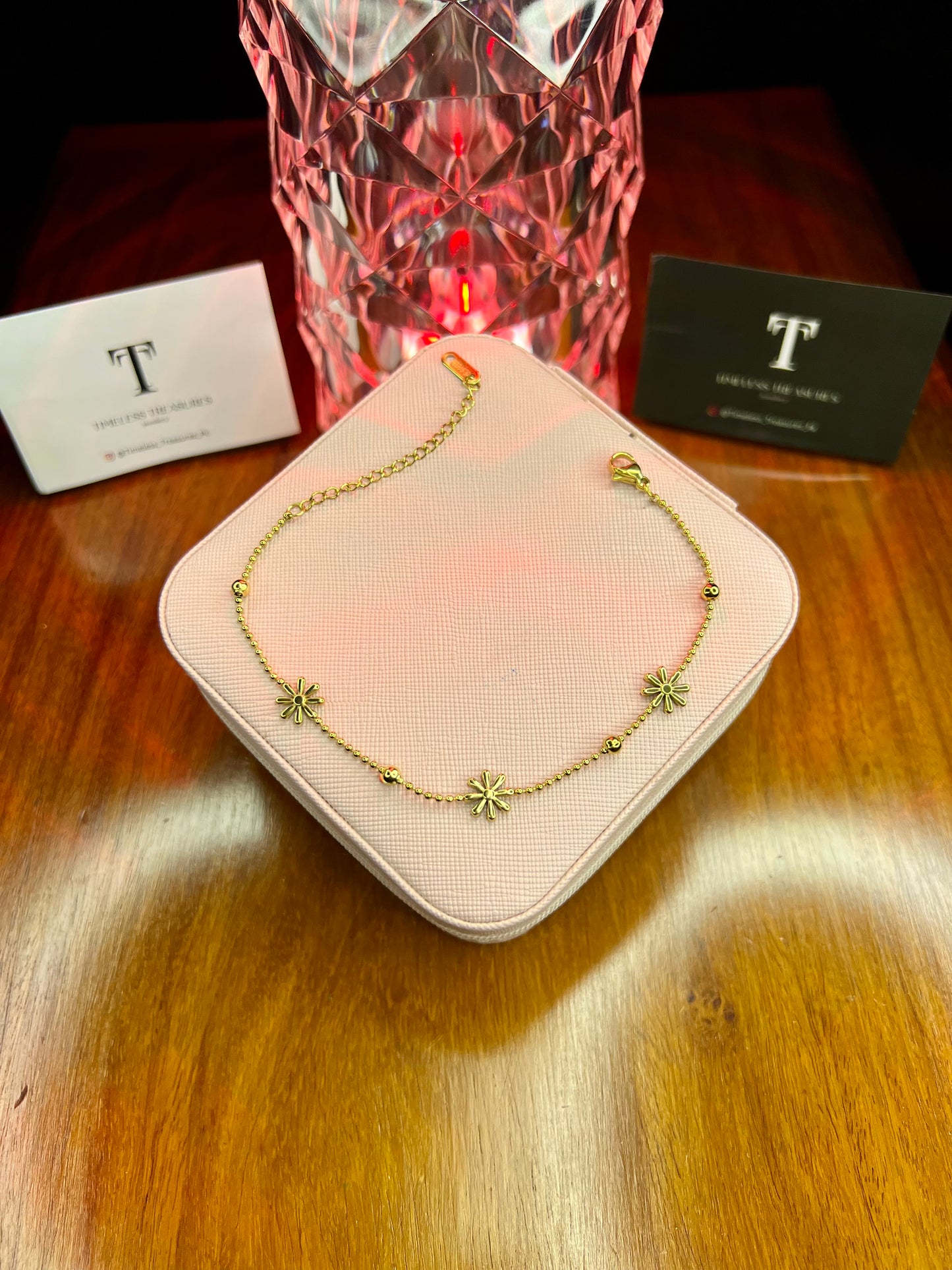 Premium Quality Stainless Steel 18k Gold Flower Bracelet