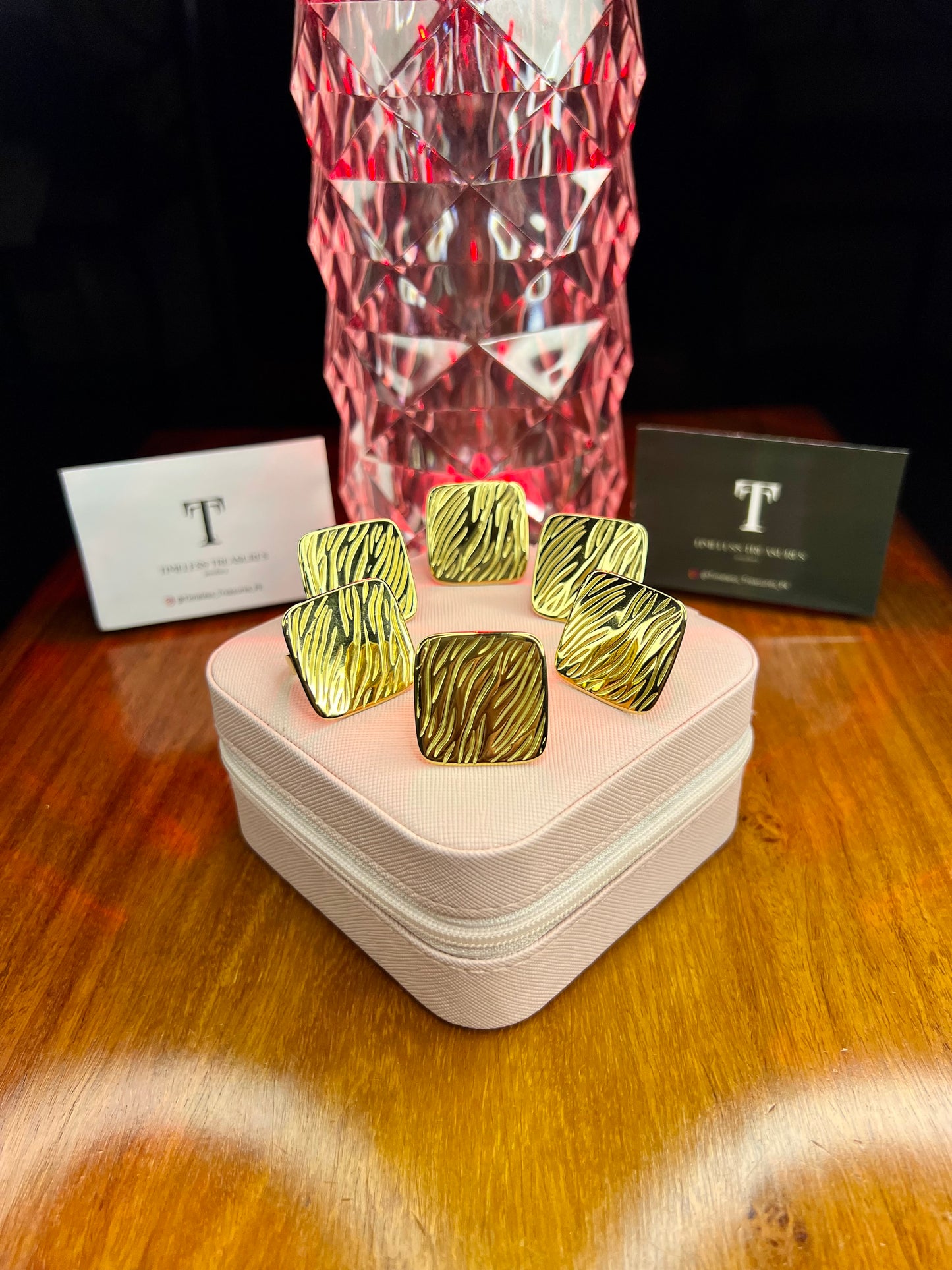 Premium Quality Stainless Steel 18k Large Square Shape Ring