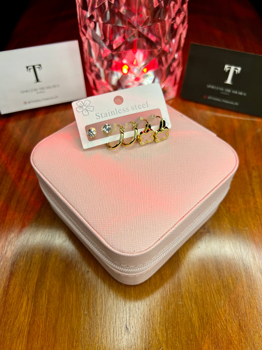 Premium Quality Stainless Steel 18k Set of 3 Earrings