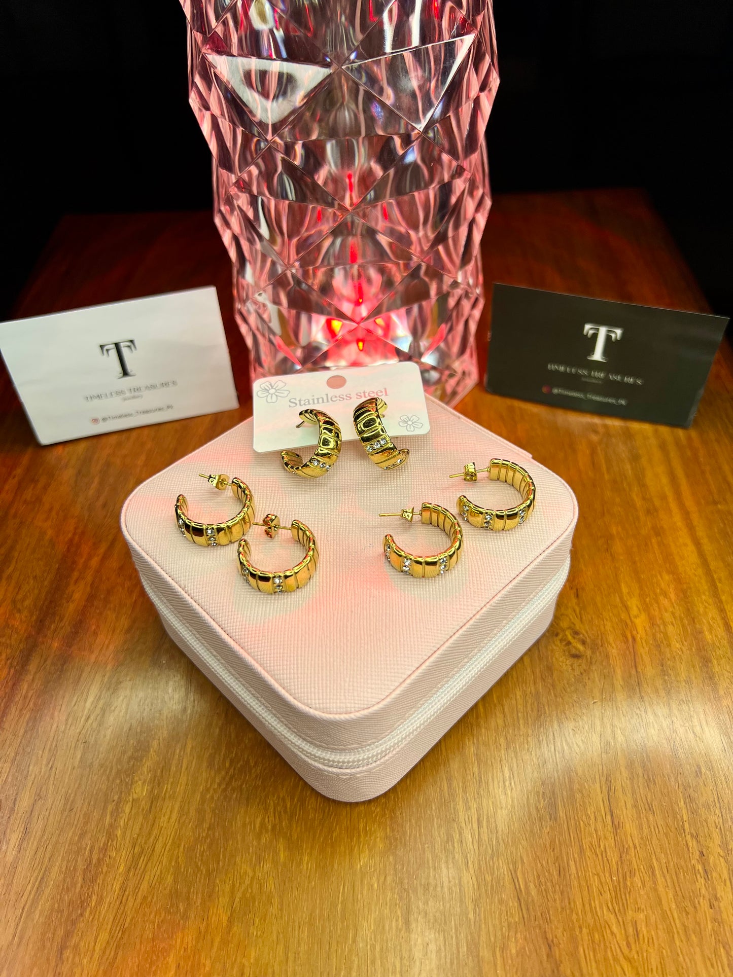 Premium Quality Stainless Steel 18k Luxury Zircon Gold Earrings