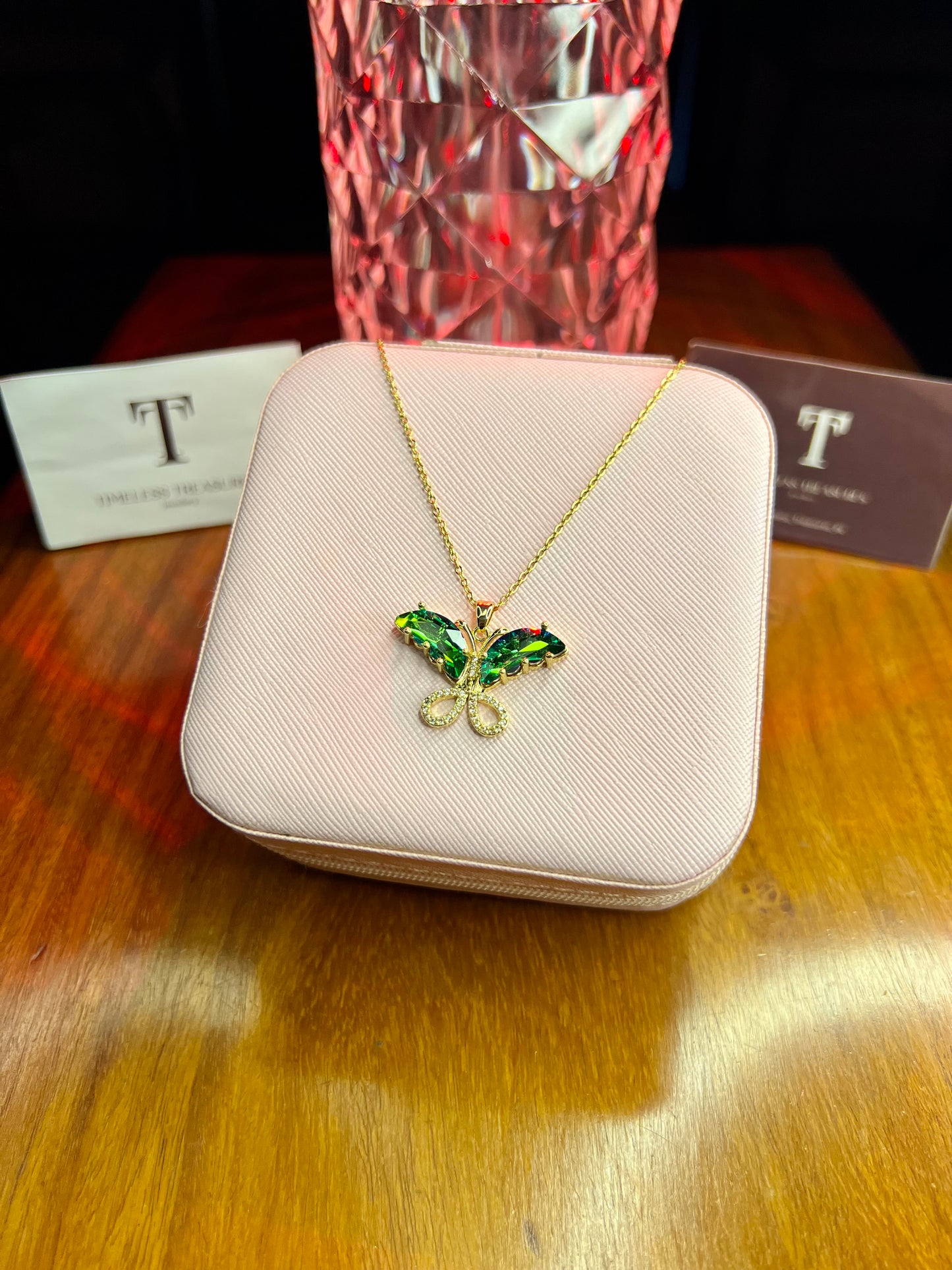 Premium Quality Green Stone Butterfly Necklace