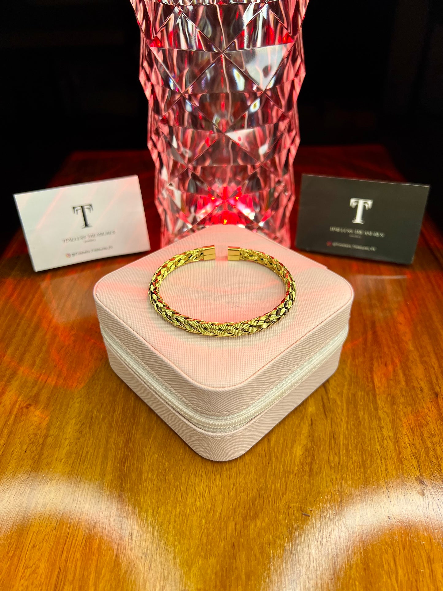 Premium Quality Stainless Steel 18k Golden Braided Cuff