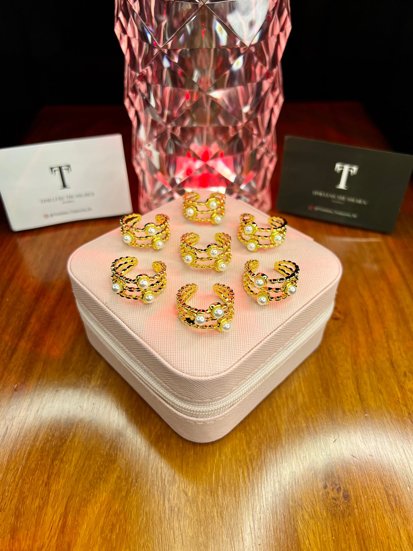 Premium Quality Stainless Steel 18k Pearl Gold Layered Ring