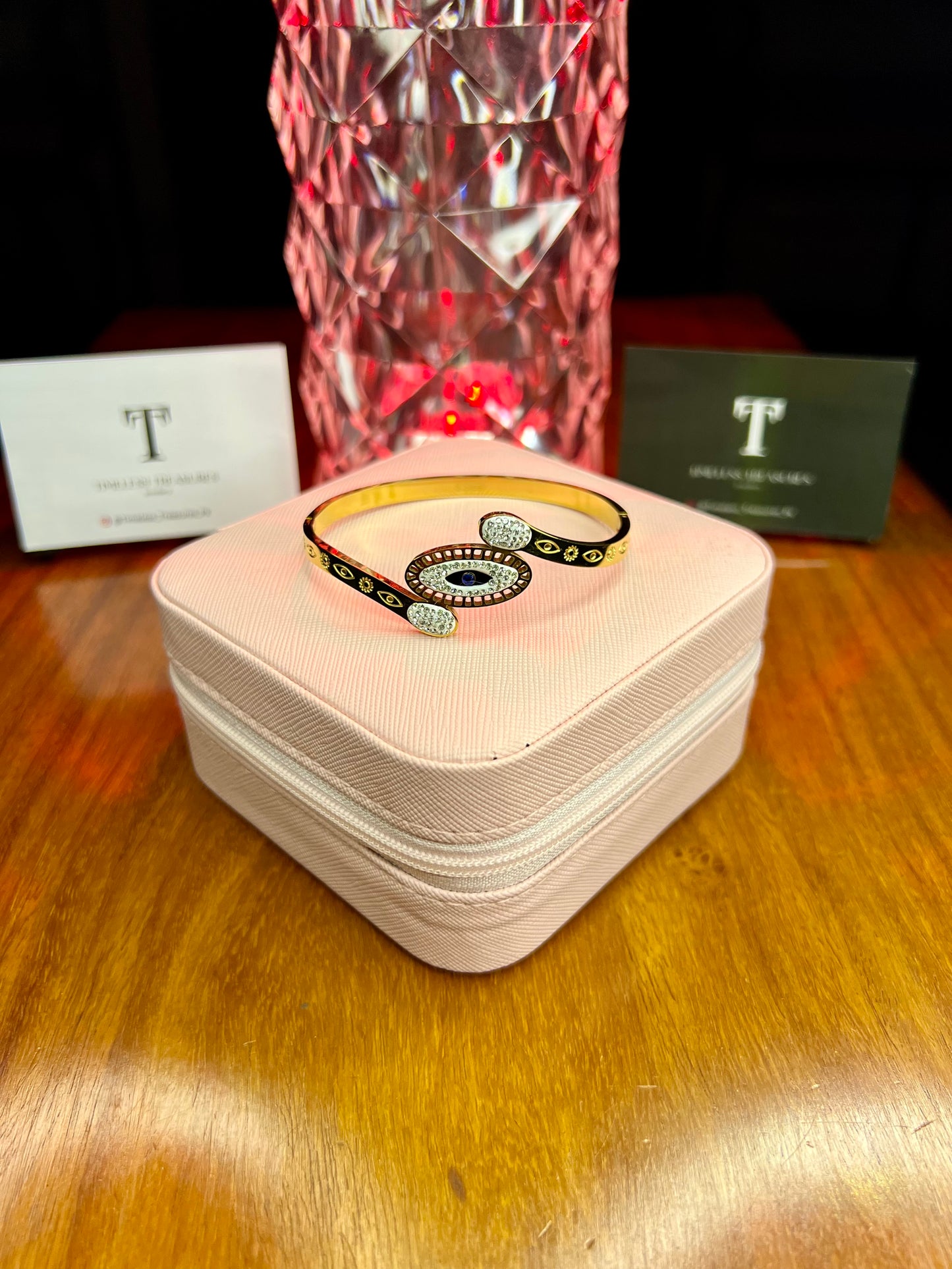 Premium Quality Stainless Steel 18k Divine Eye Curvy Handcuff