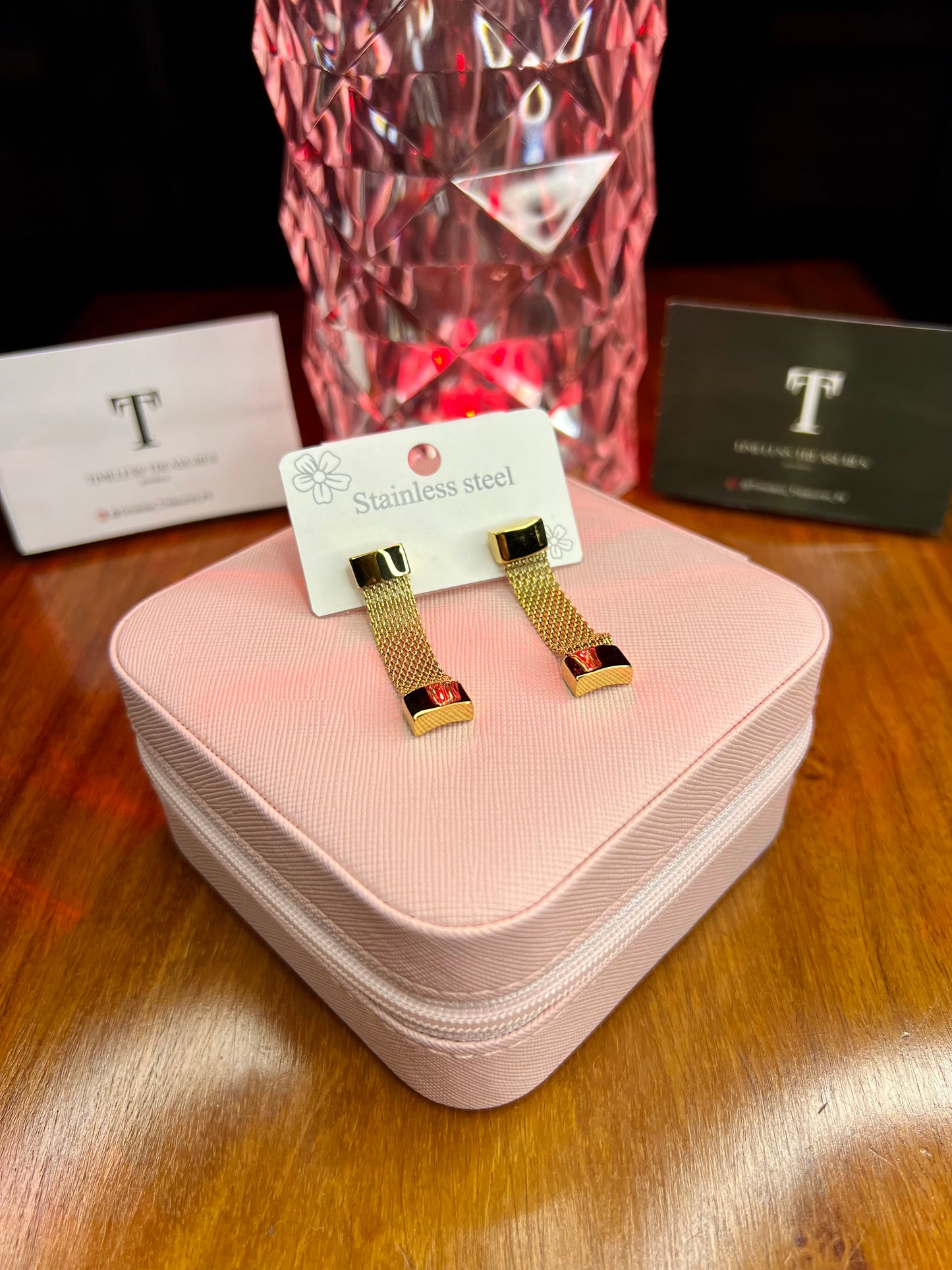 Premium Quality Stainless Steel 18k Mesh Earrings