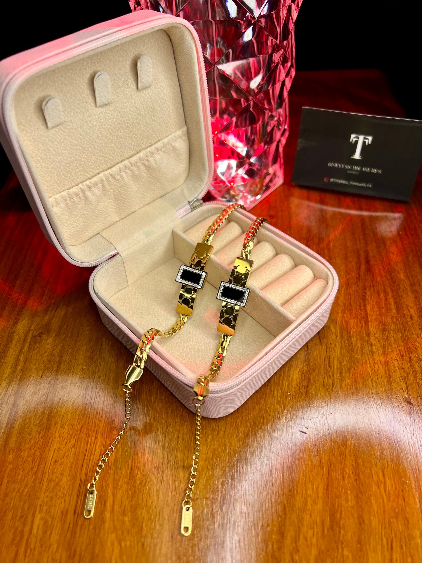 Premium Quality Stainless Steel 18k Black Tag Hexagon Bracelet