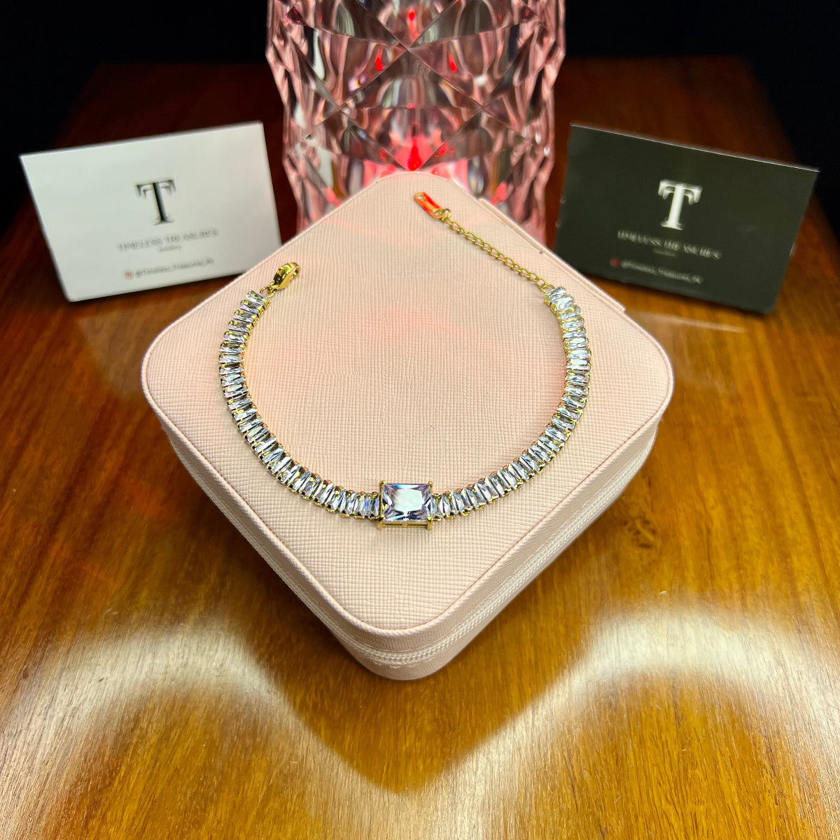 Premium Quality Stainless Steel 18k White Stone Tennis Bracelet