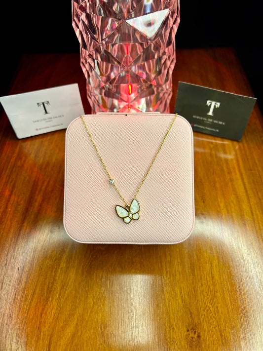 Premium Quality Stainless Steel 18k White Butterfly Necklace