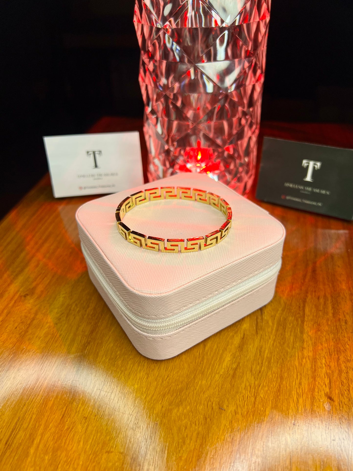 Premium Quality Stainless Steel 18k Golden Maze Greek Bangle