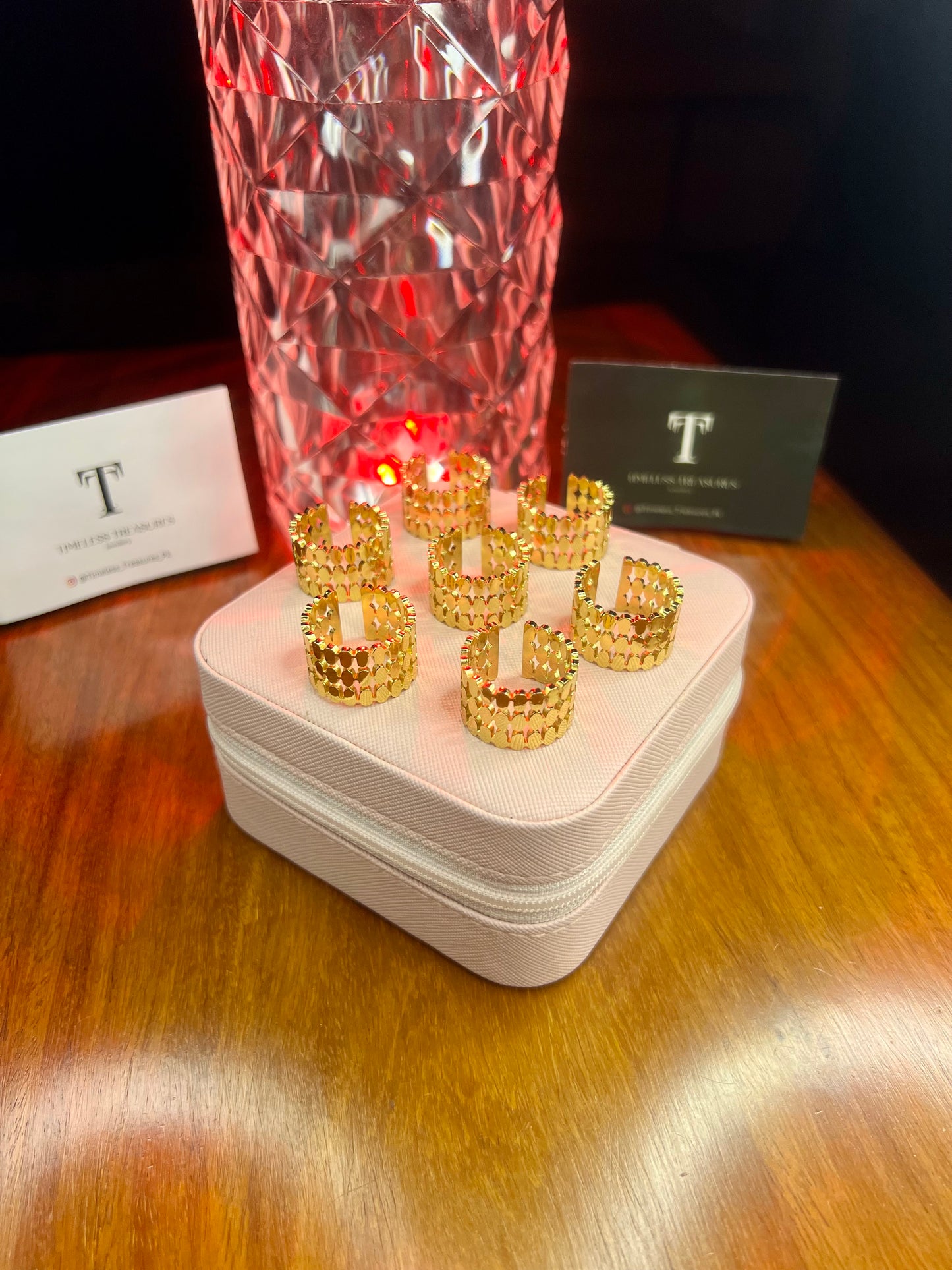 Premium Quality Stainless Steel 18k Triple Layer Textured Gold Ring