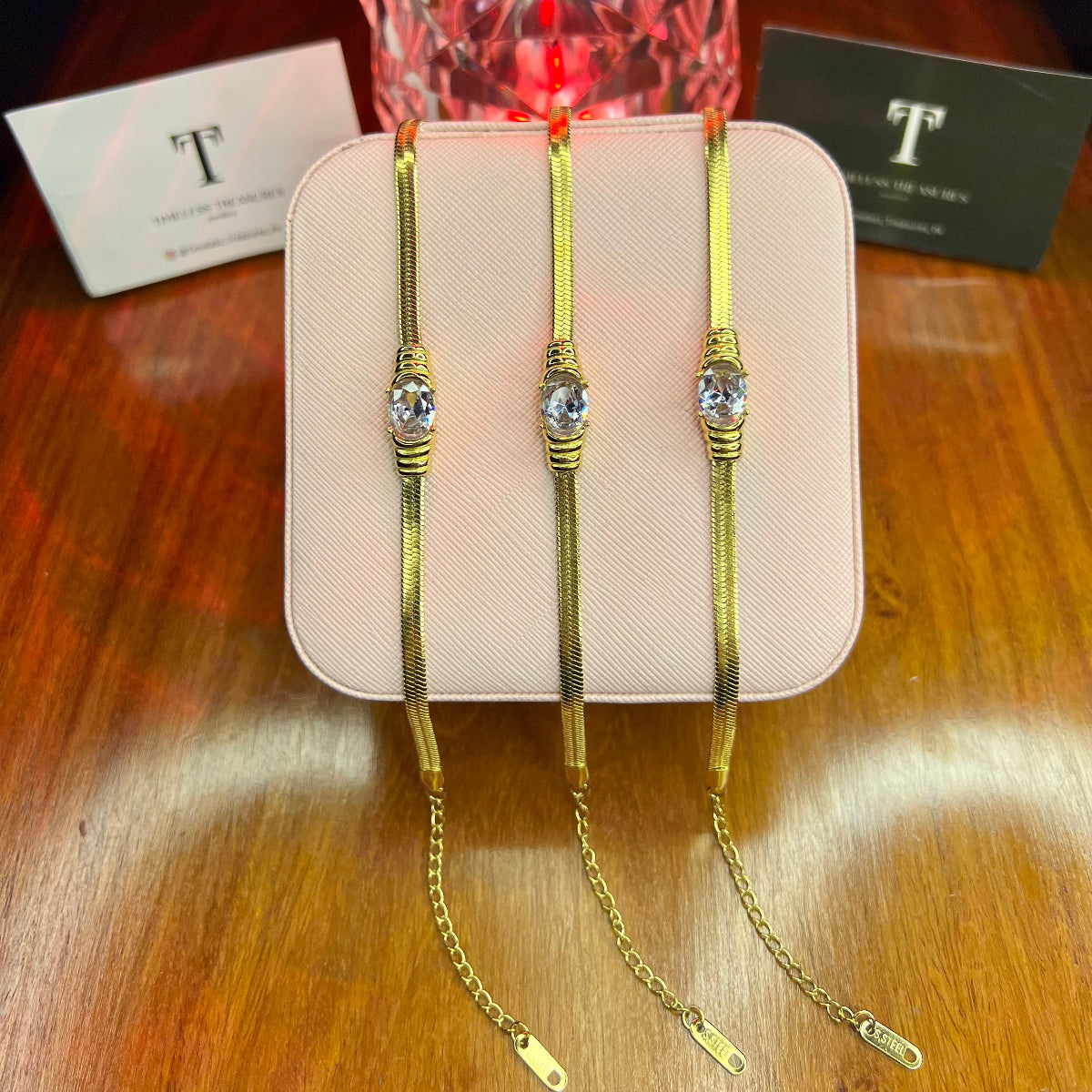 Premium Quality Stainless Steel 18k White Stone Bracelet