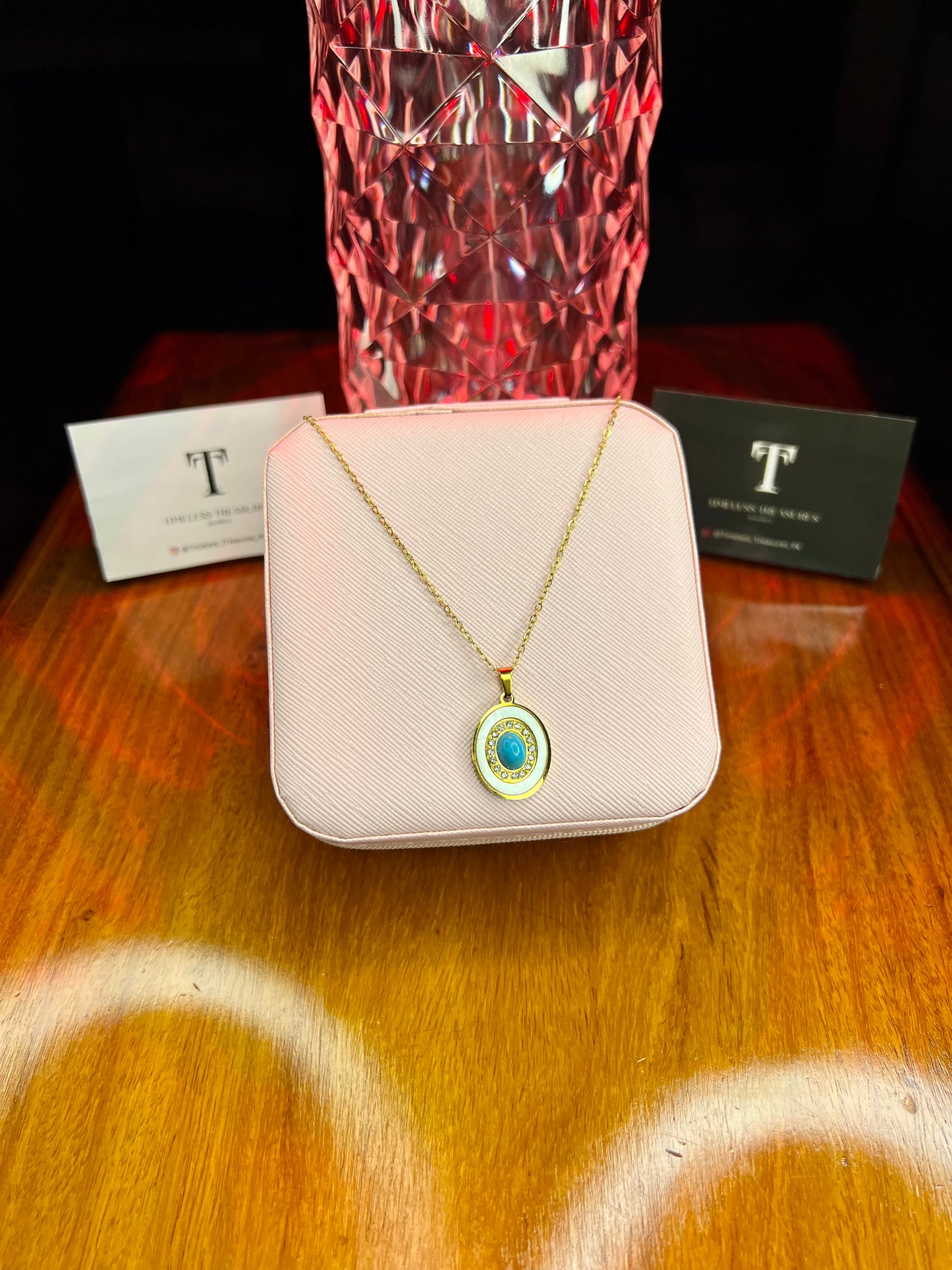 Premium Quality Stainless Steel 18k Turquoise Radiance Necklace