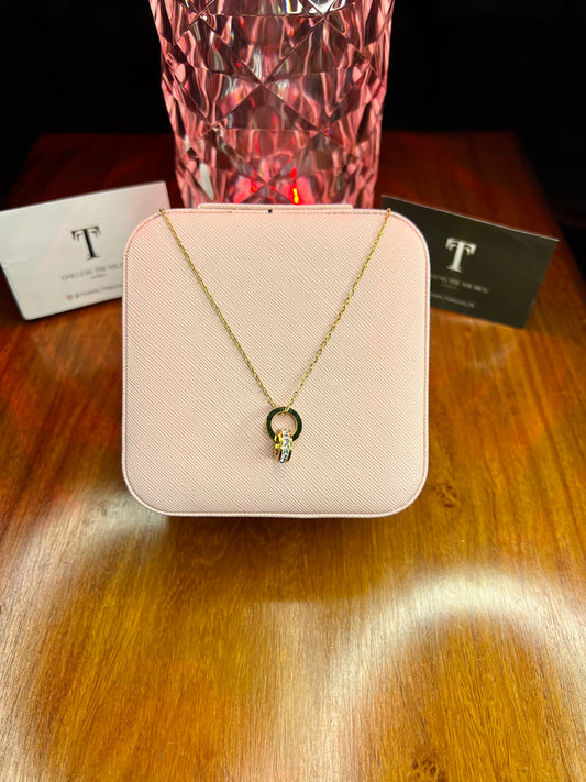 Premium Quality Stainless Steel 18k Zircon Ring Necklace