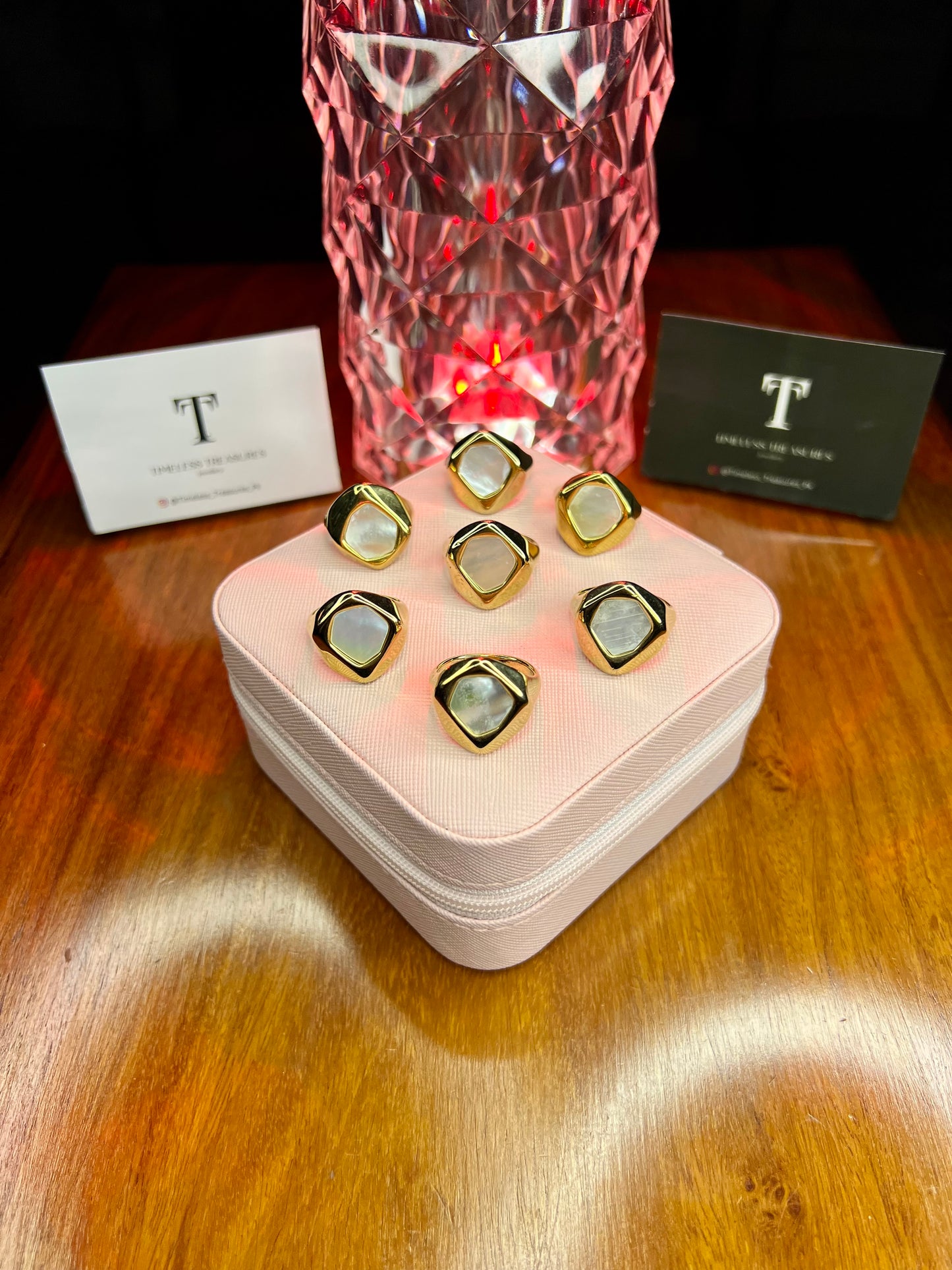 Premium Quality Stainless Steel 18k White Enamel Gold Ring