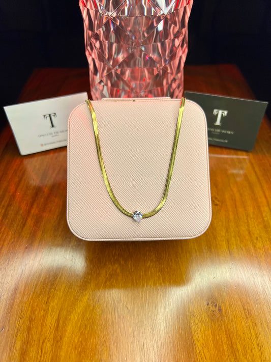 Premium Quality Stainless Steel 18k Snake Chain Diamond Cut Necklace