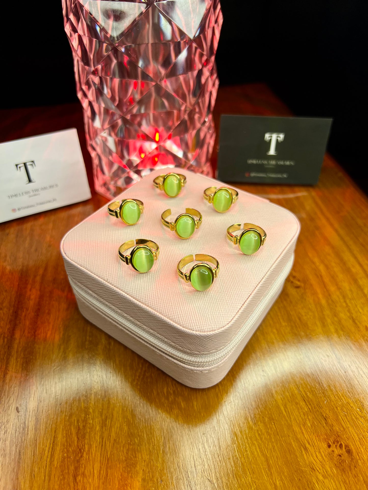 Premium Quality Stainless Steel 18k Green Stone Ring