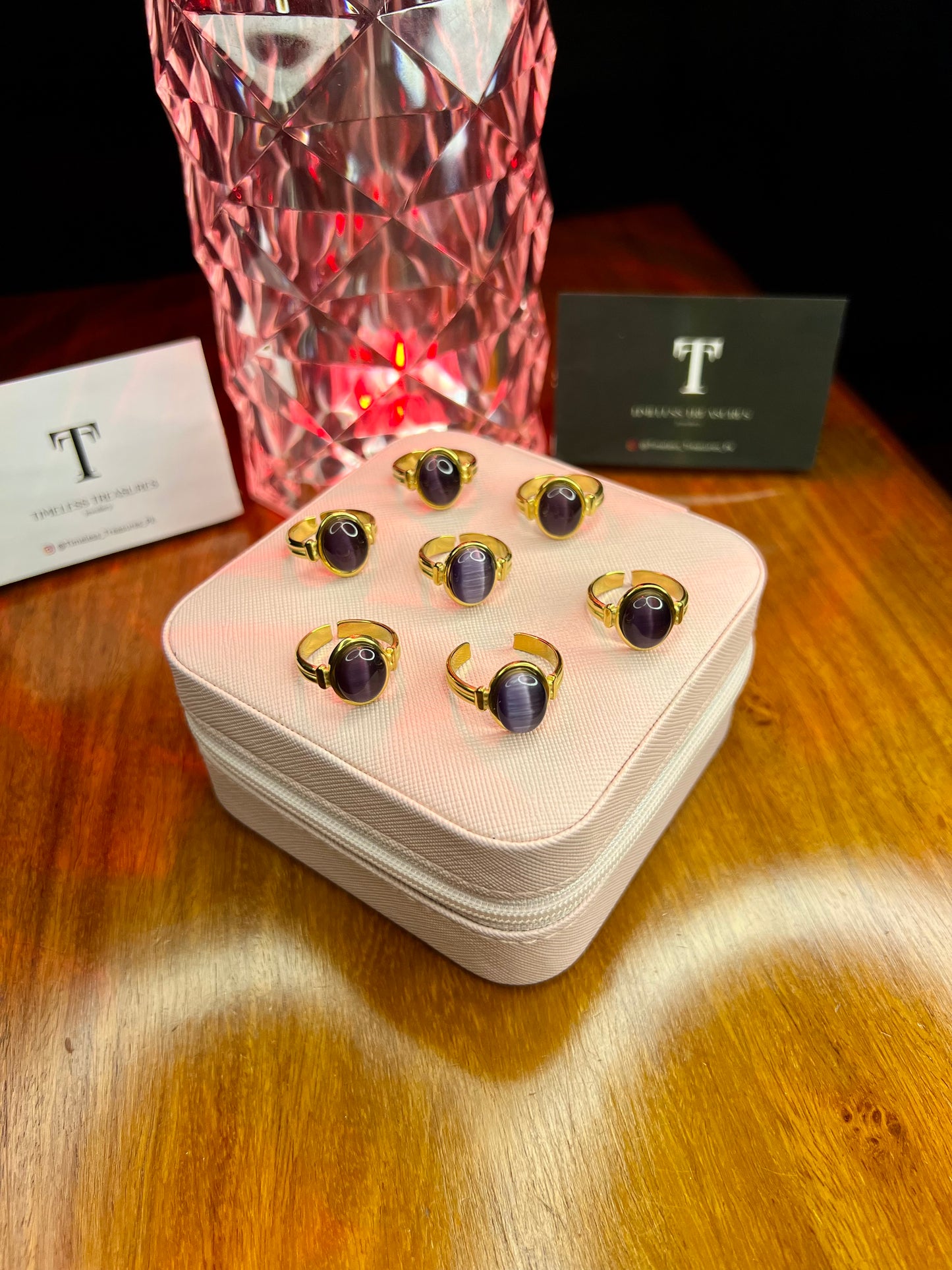 Premium Quality Stainless Steel 18k Purple Stone Ring